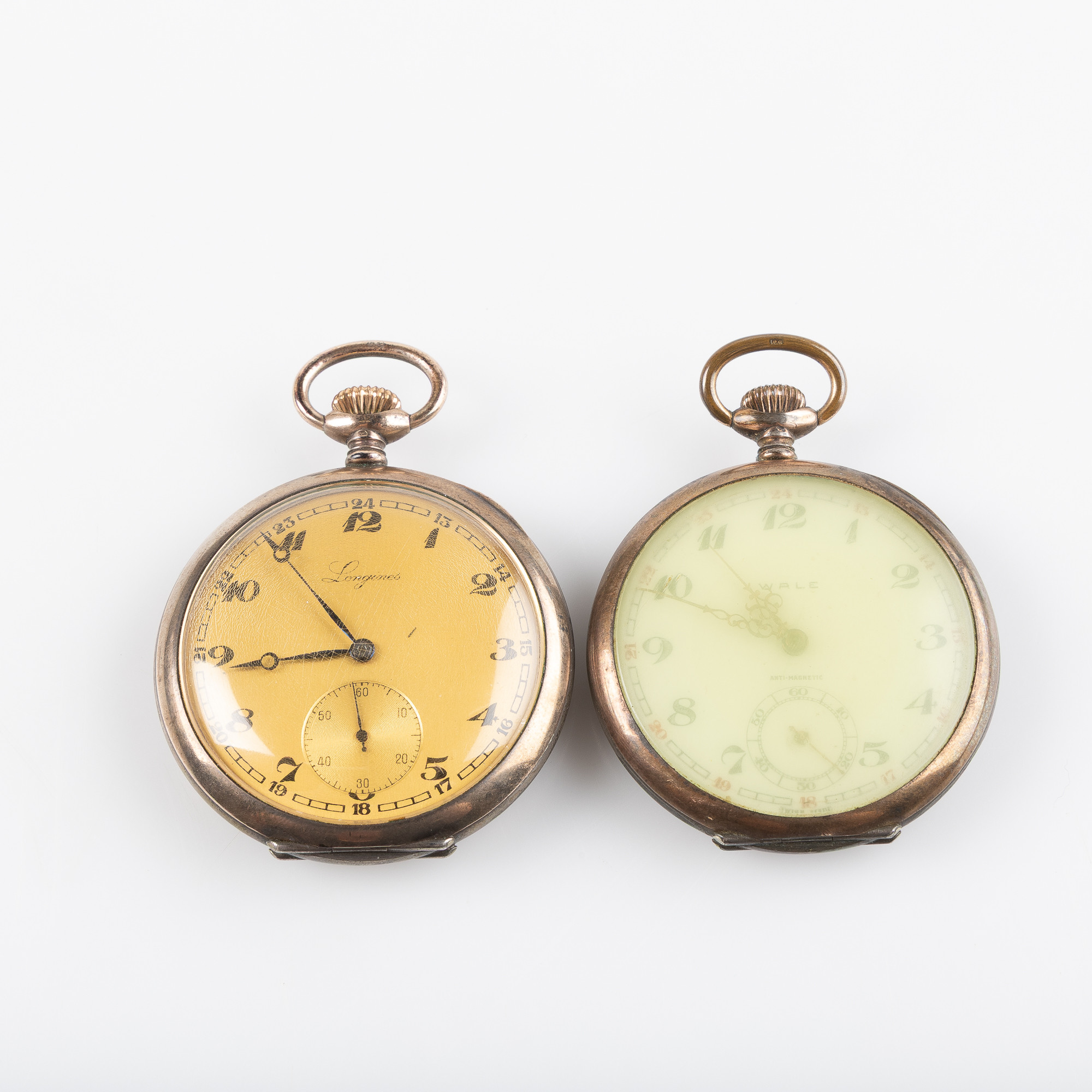 FICKUR, 2 st. LONGINES, WALE, silverboetter.