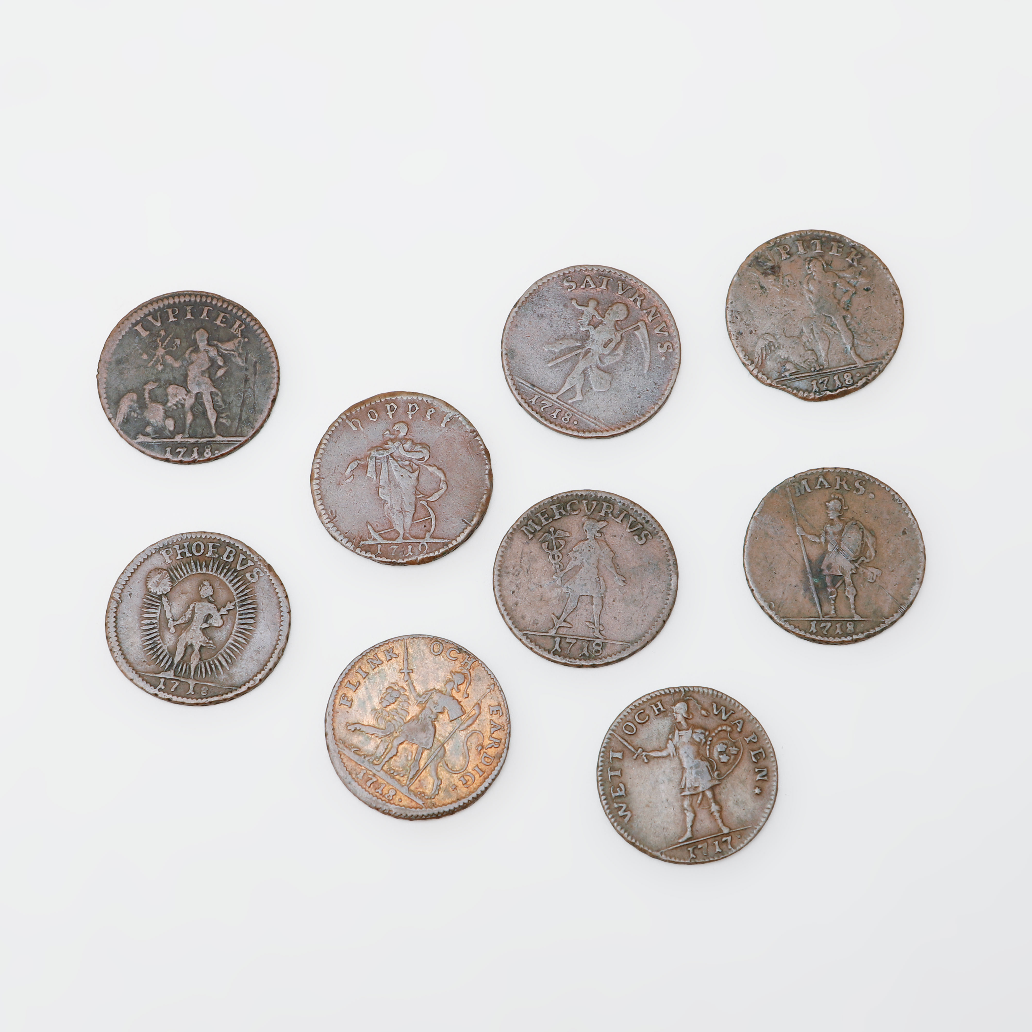 KOPPARMYNT, 17 st, huvudsakligen s.k nödmynt, 16-1800-tal.