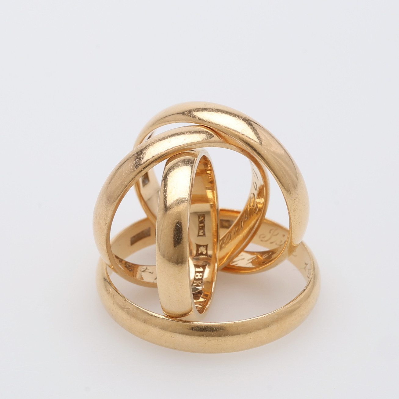 SLÄTA RINGAR, 4 ST, SVENSKA STÄMÅLAR, TOTLAT CIRKA 15,8 GRAM.