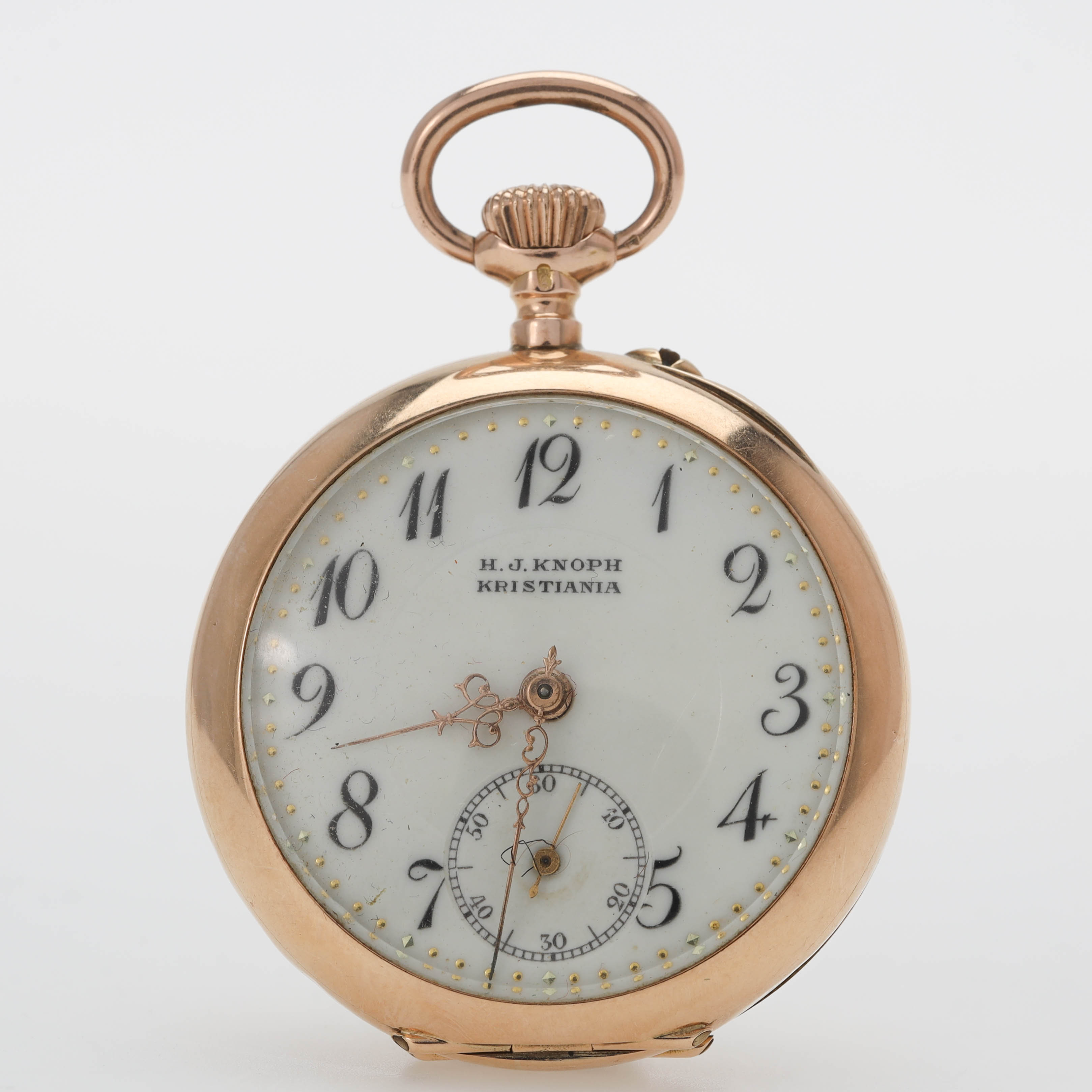 FICKUR, 14 k guld, 34 mm, H. J. Knoph Kristiania, Norge, tidigt 1900-tal.