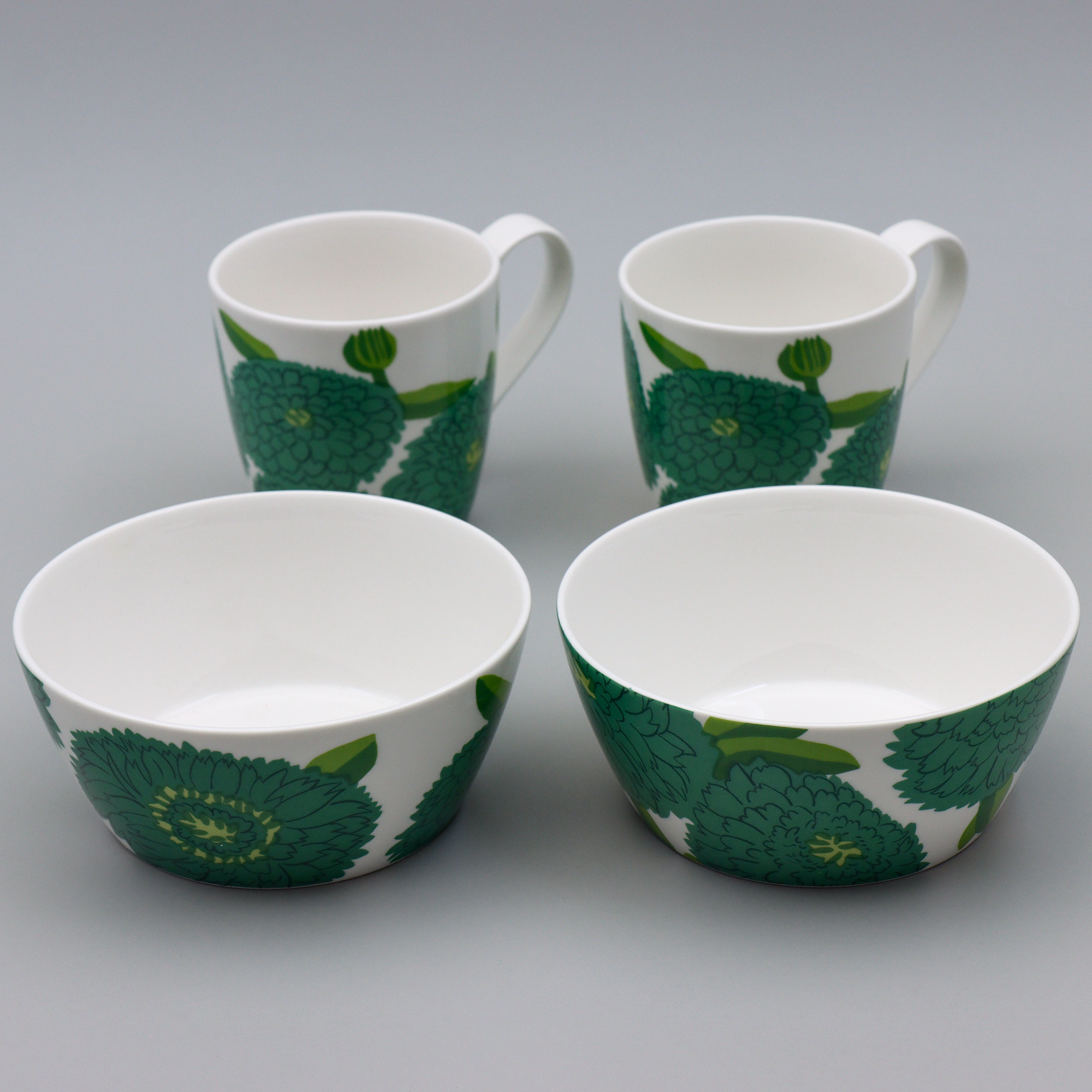 2 KOPPAR SAMT 2 SKÅLAR "PRIMAVERA" MARIMEKKO, IITTALA.
