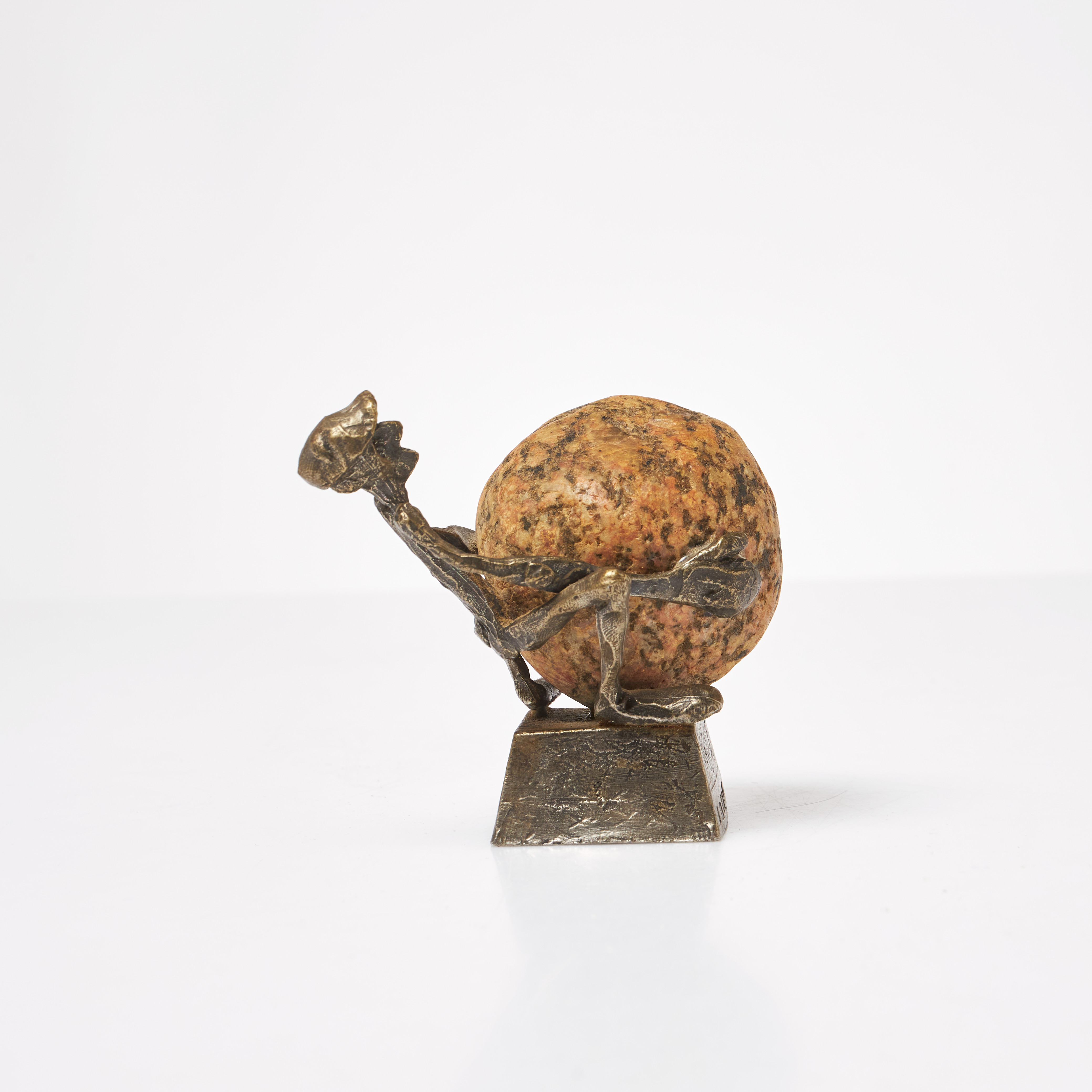 HENRY GUSTAFSSON. "Lyftet", skulptur, tenn, sten, signerad.