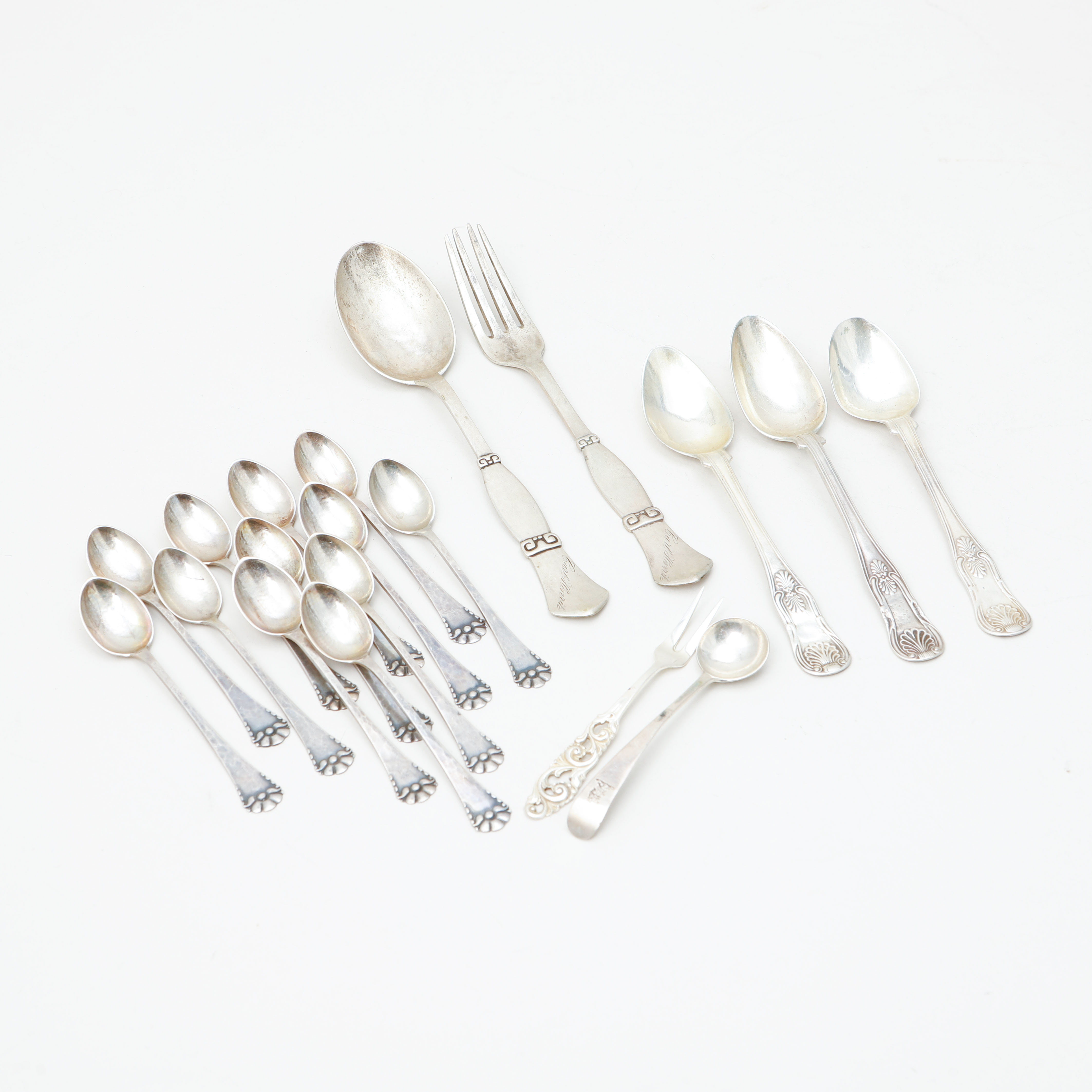 BESTICK, 22 stycken, silver, vikt 335 gram.