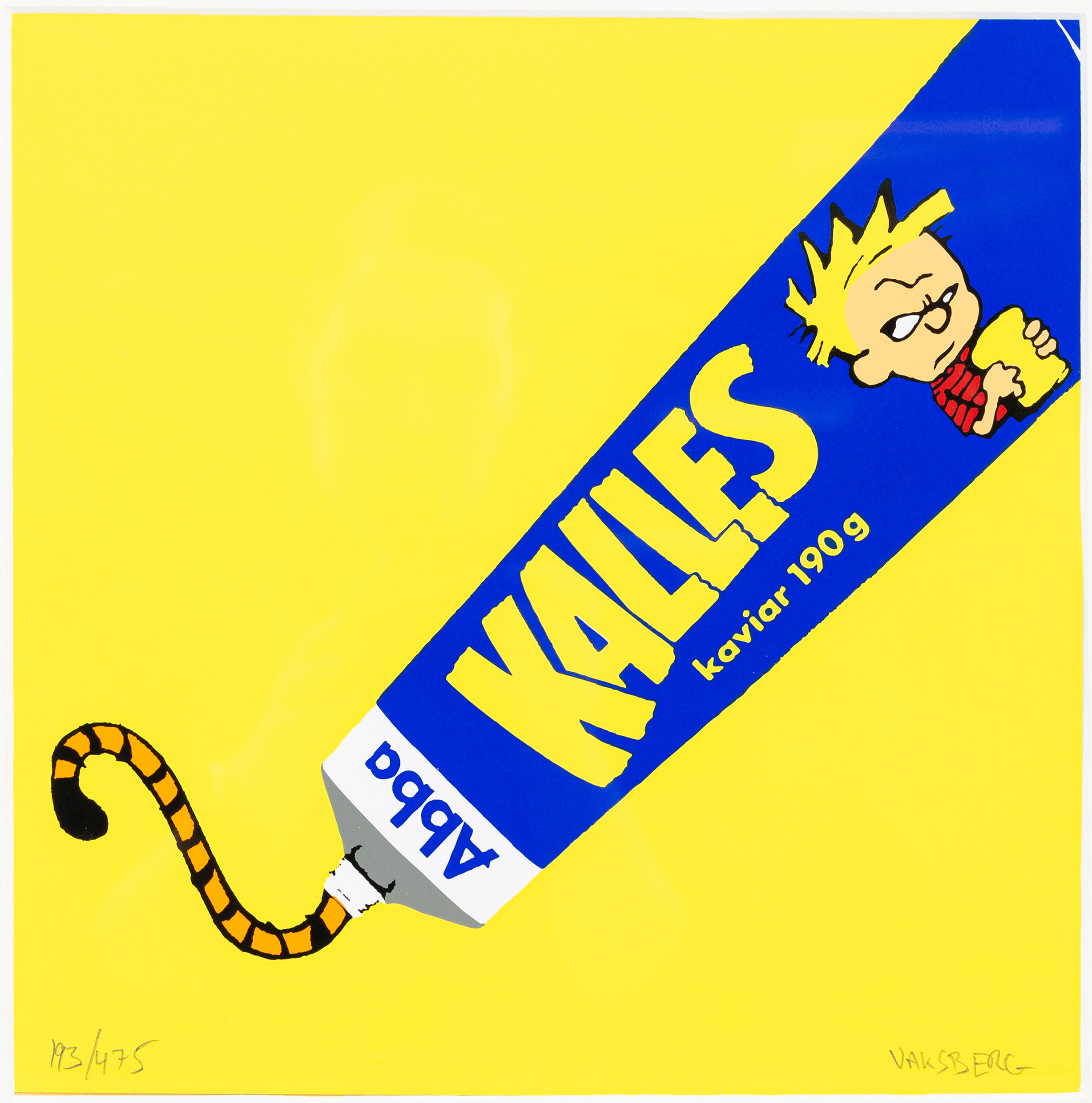 OVE VAKSBERG. "Kalles Kaviar", färgserigrafi, signerad och numrerad 193/475.