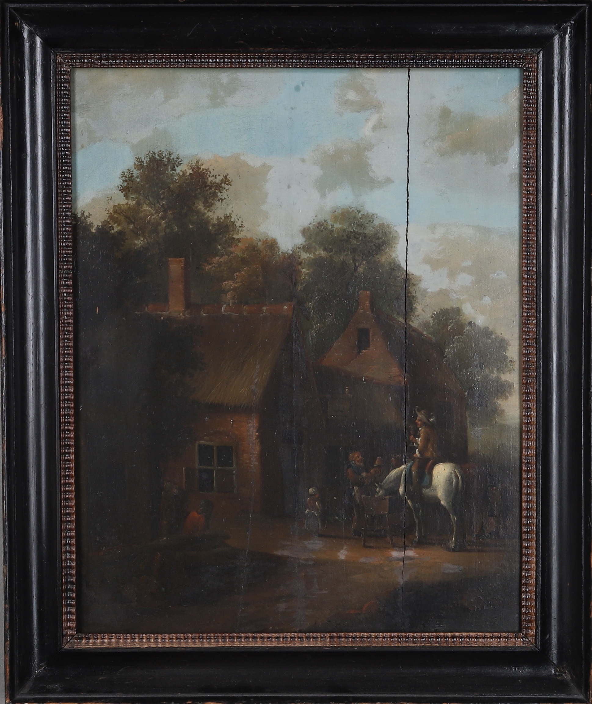 OKÄND KONSTNÄR, olja på träpannå, figuralt motiv, holländska skolan, 17/1800-tal.