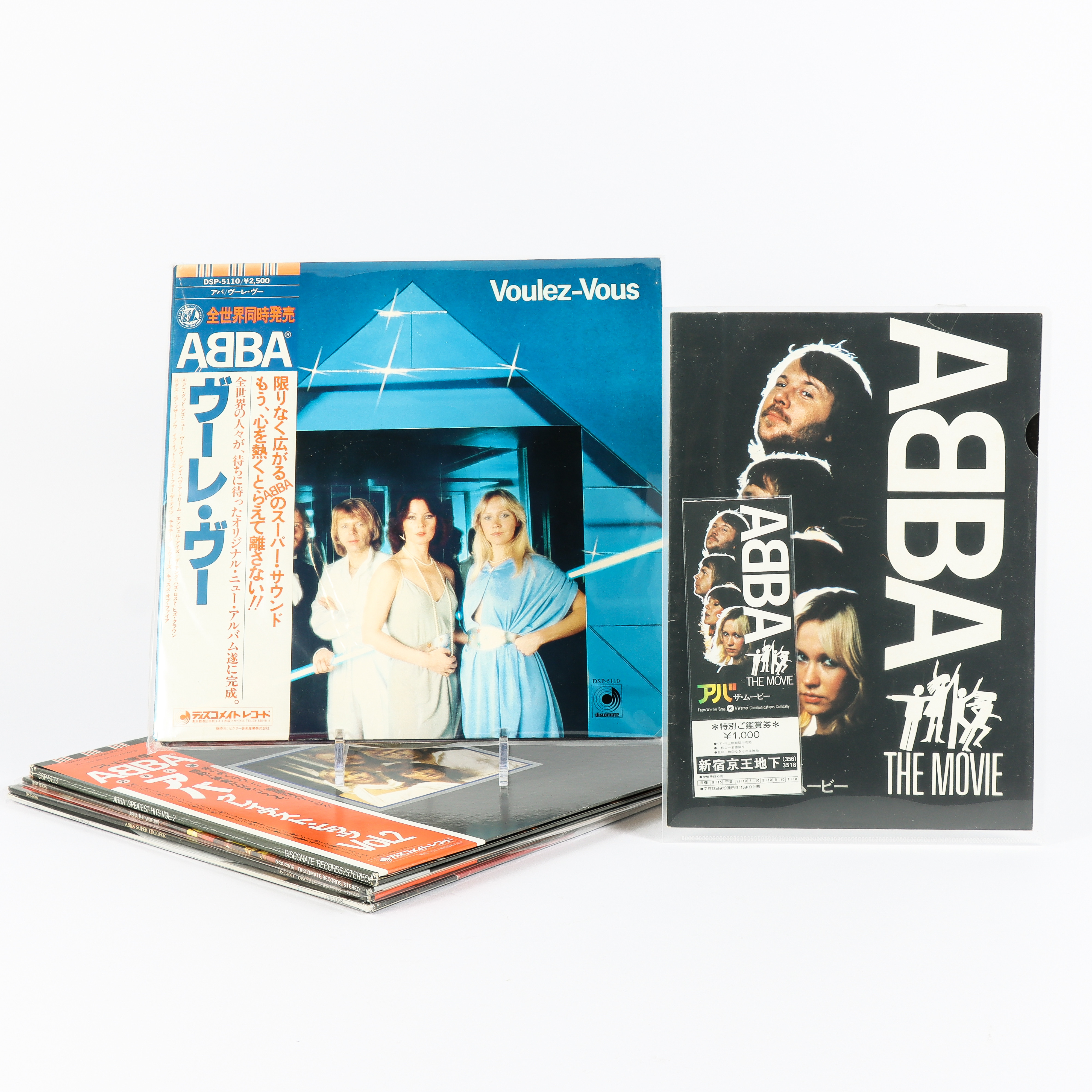 ABBAMEMORABILIA Japan, vinylskivor, ABBA The Movie folder och biljett.