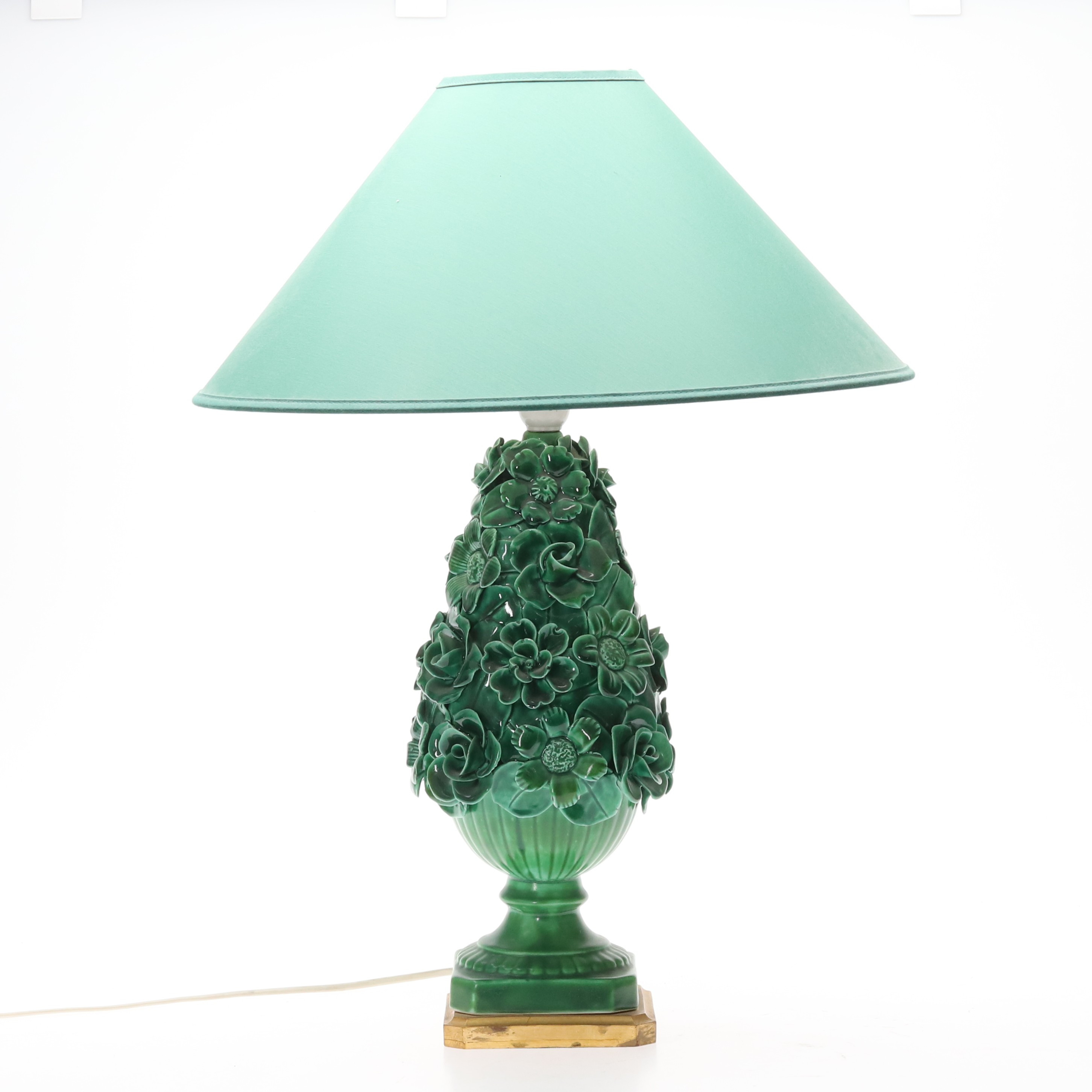 BORDSLAMPA, porslin, blomdekor.