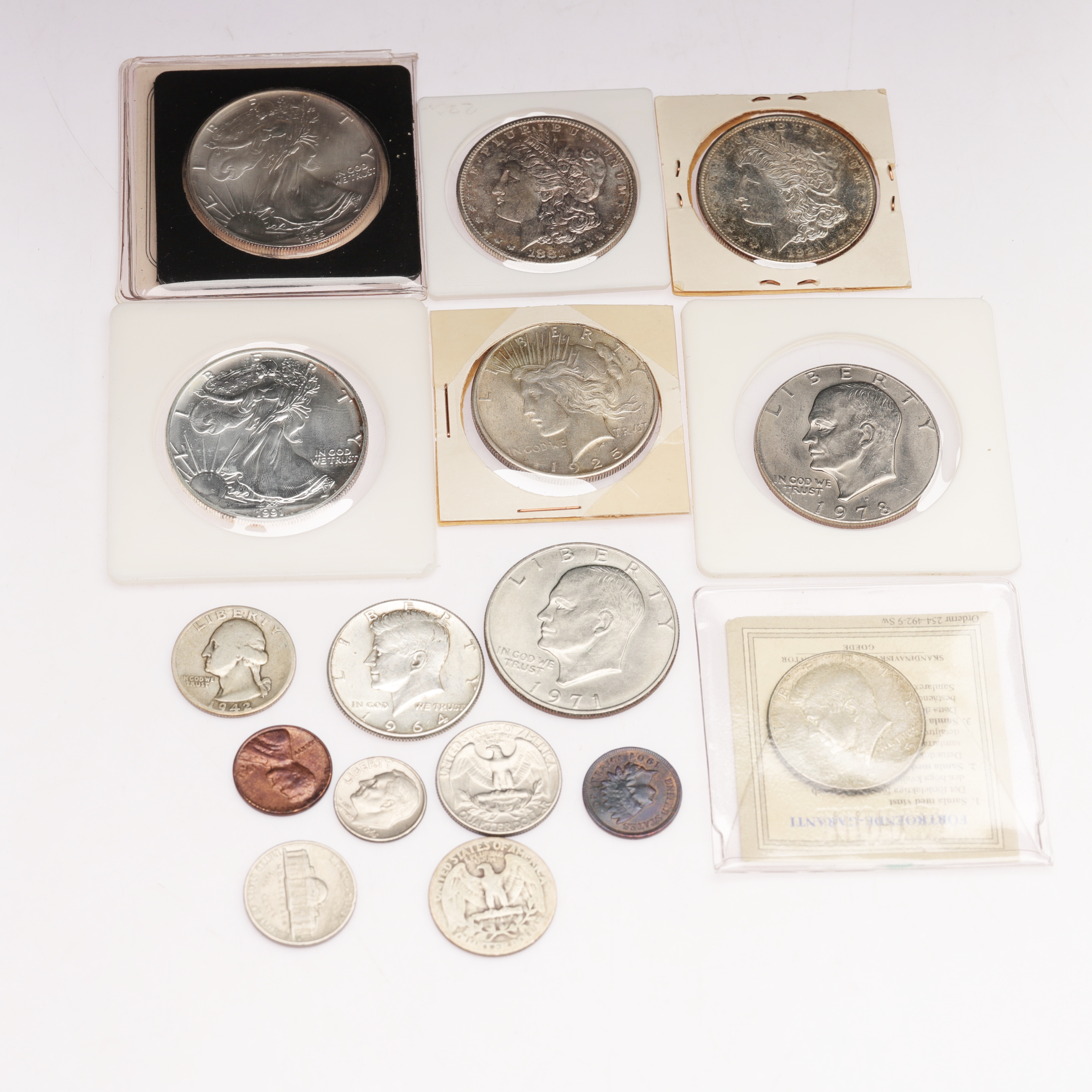 MYNT, 17 st, b.la. silver, USA, 18-/1900-tal.