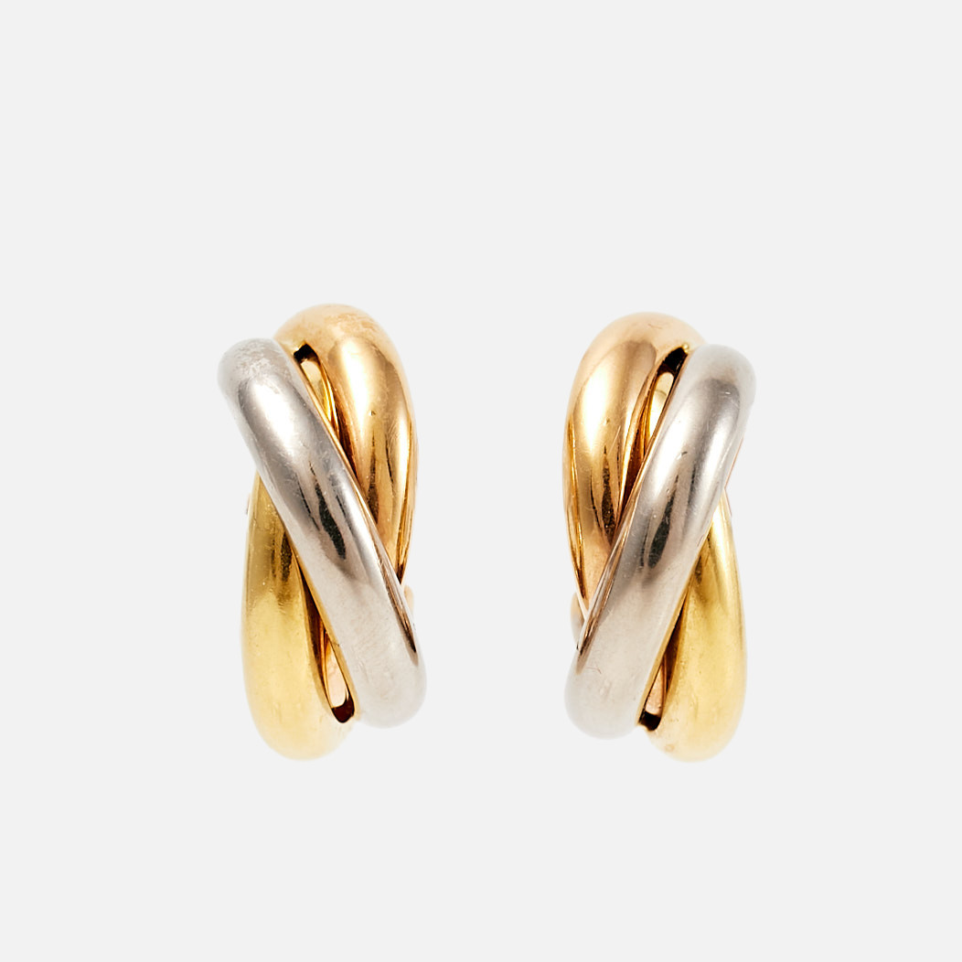 CARTIER, 1 par, "Trinity", örhängen / clips, 18 k guld, trois couleurs.