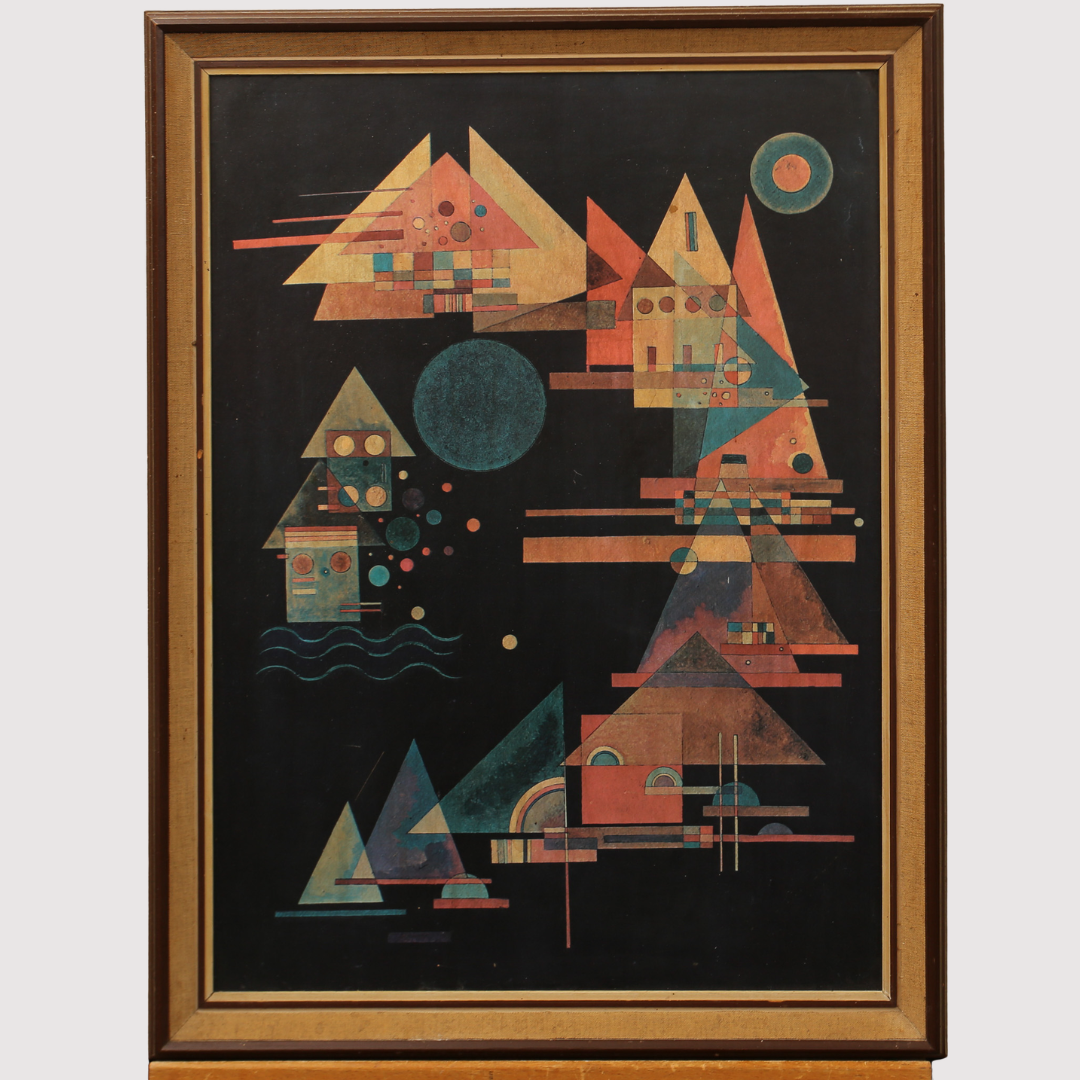 VASSILY KANDINSKY. , efter, offsettryck, "Spitzen in Bogen", originalet utfört år 1927. Detta exemplar omkring 1900-talets tredje fjärdedel.