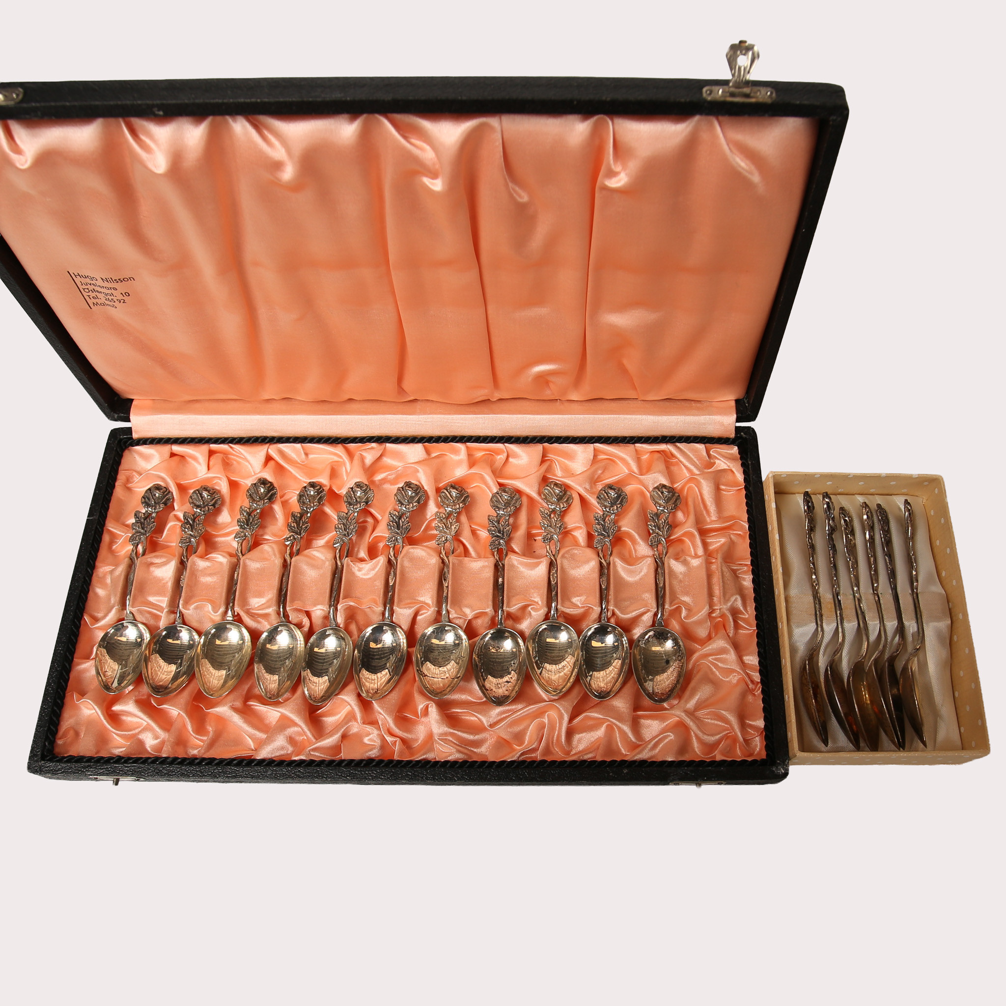 KAFFE/MOCCASKEDAR, silver, modell Rosen, 17 delar.