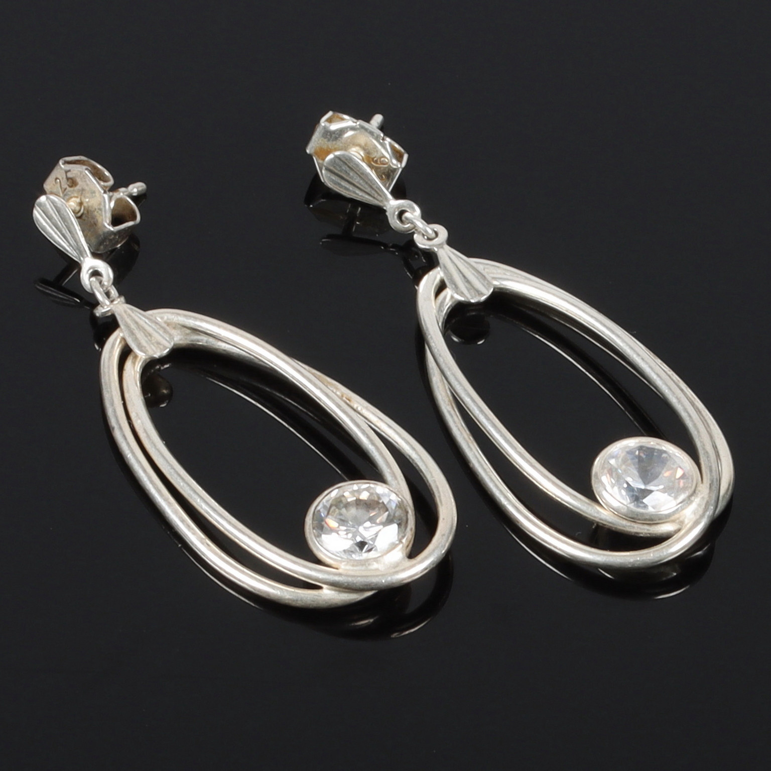 ÖRHÄNGEN, Sterling silver, med bergskristall, 1900-tal.