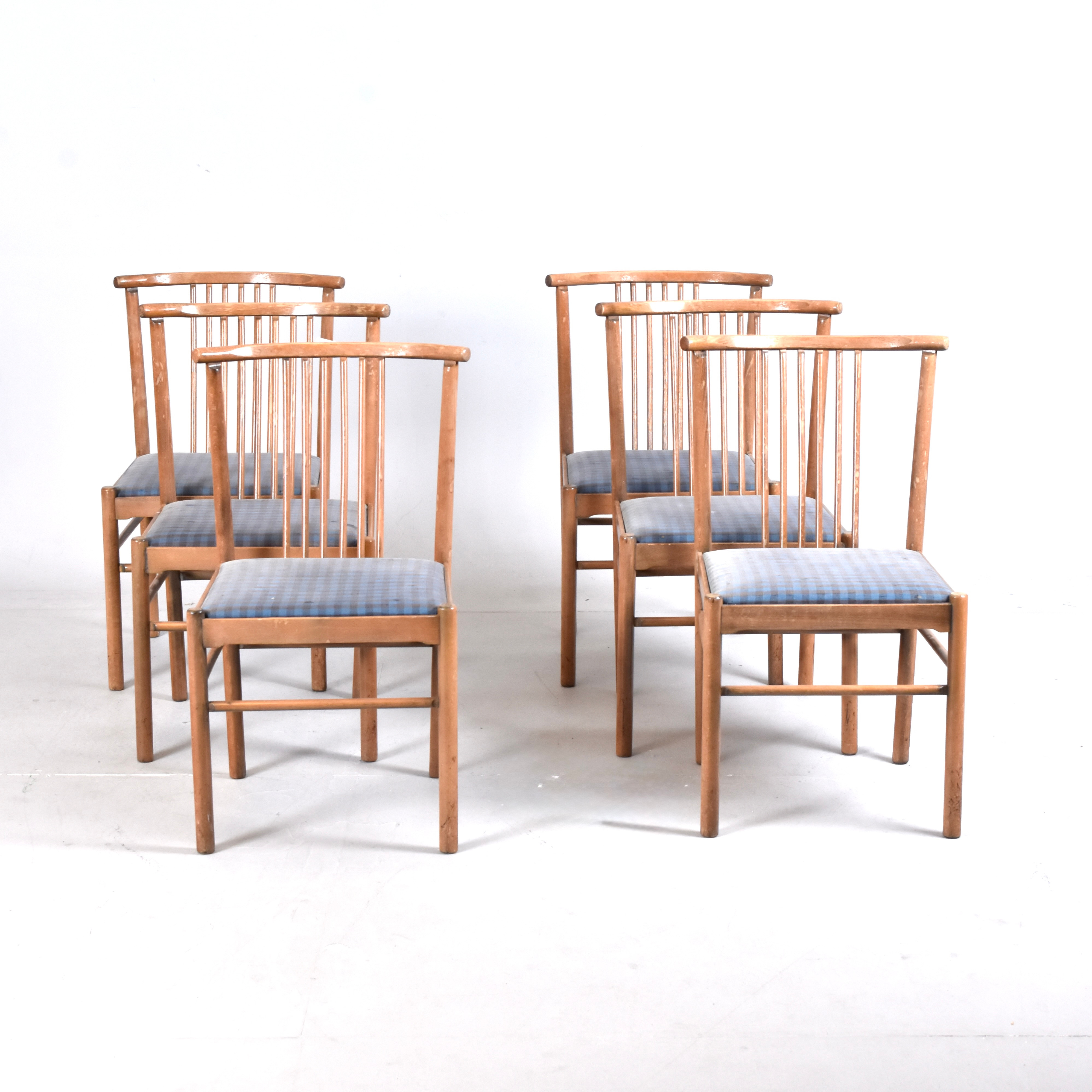 ERIK WØRTZ. Stolar, 6 stycken, bonad bok, "Lyran", Ikea, design 1966.