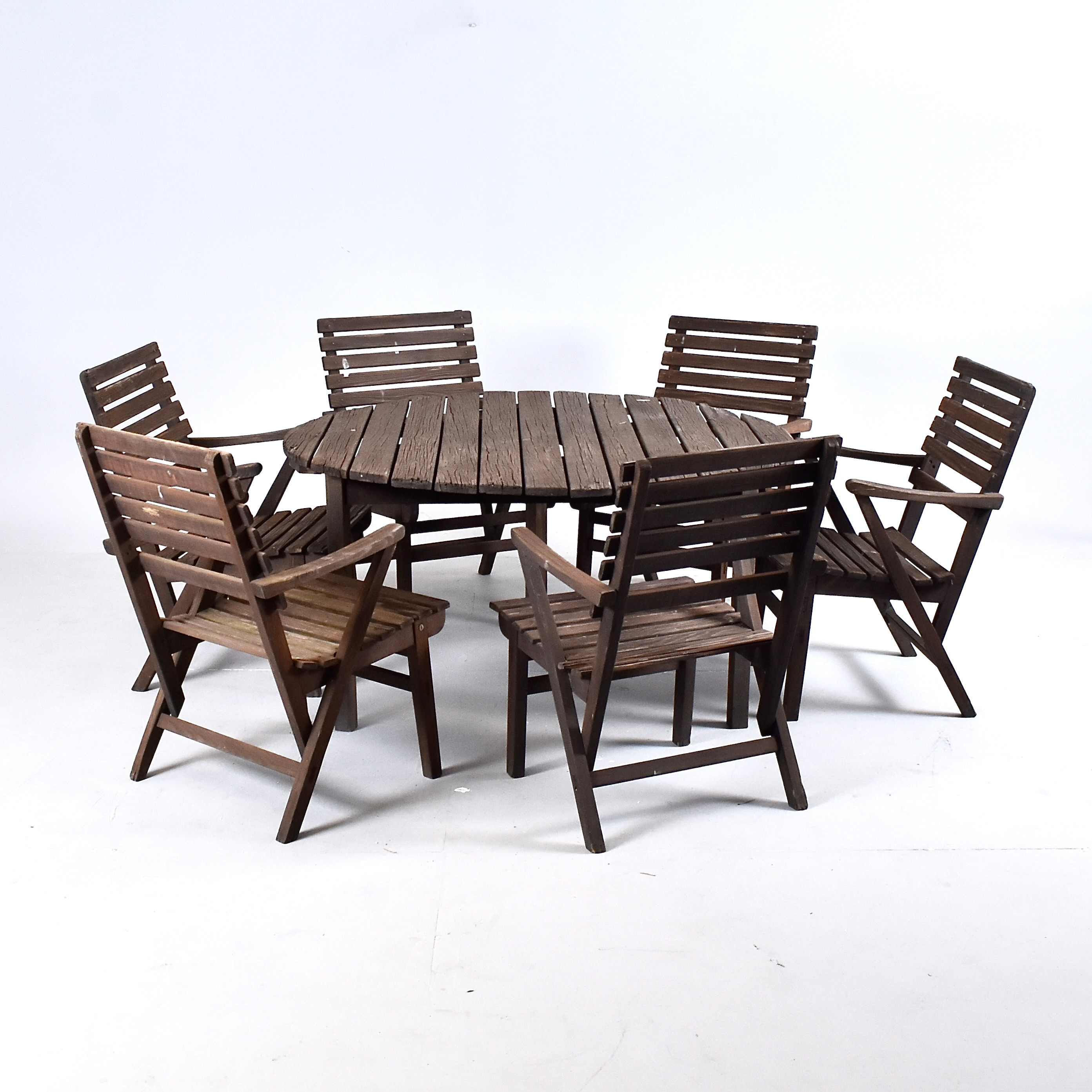 CARL MALMSTEN. Trädgårdsgrupp, 7 delar, vitriolbestruken fur, "Bergshamra", ITA Igelstaverken, design 1950.