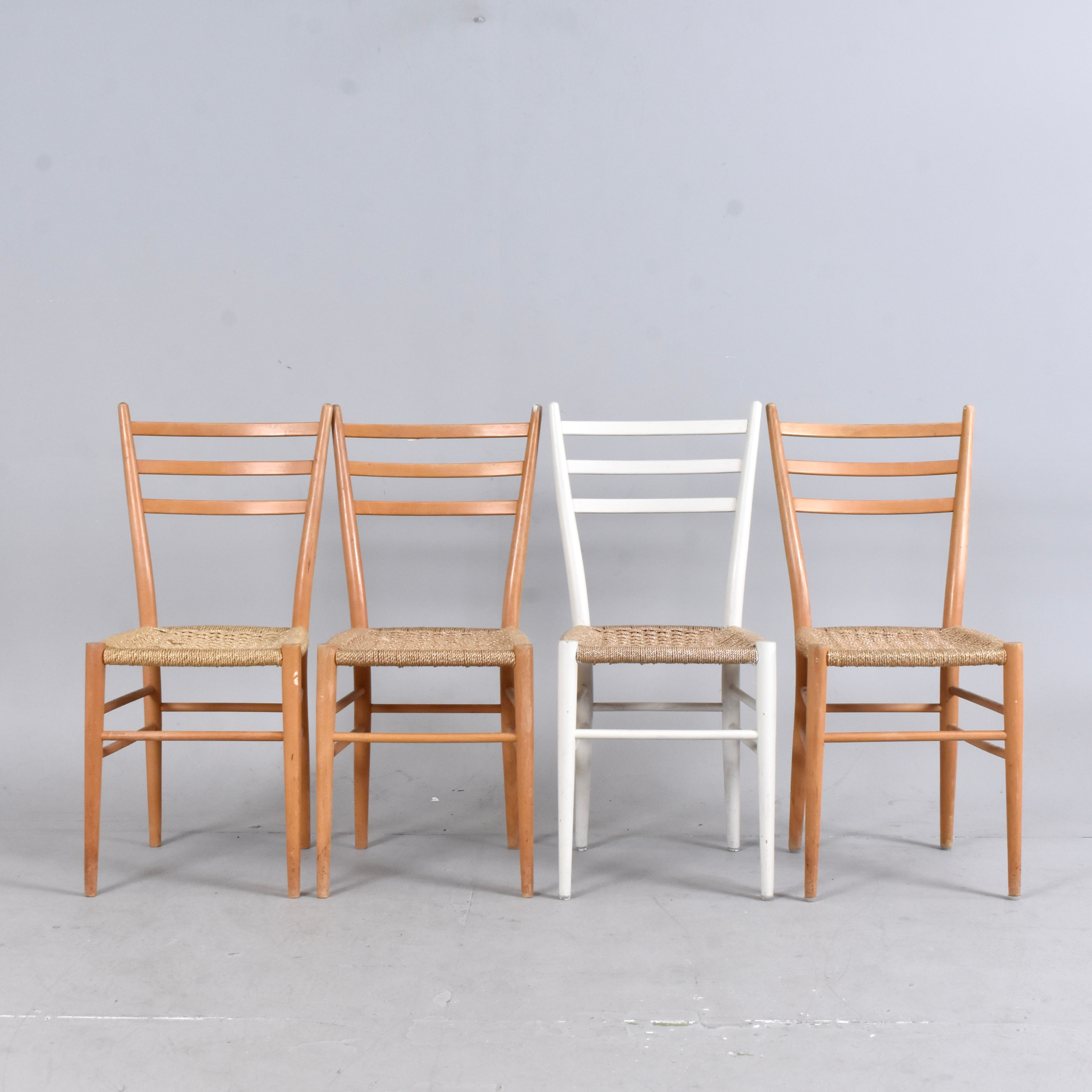 STOLAR, 4 st, björk med flätad sits, modell " Calypso", IKEA, 1960-tal.
