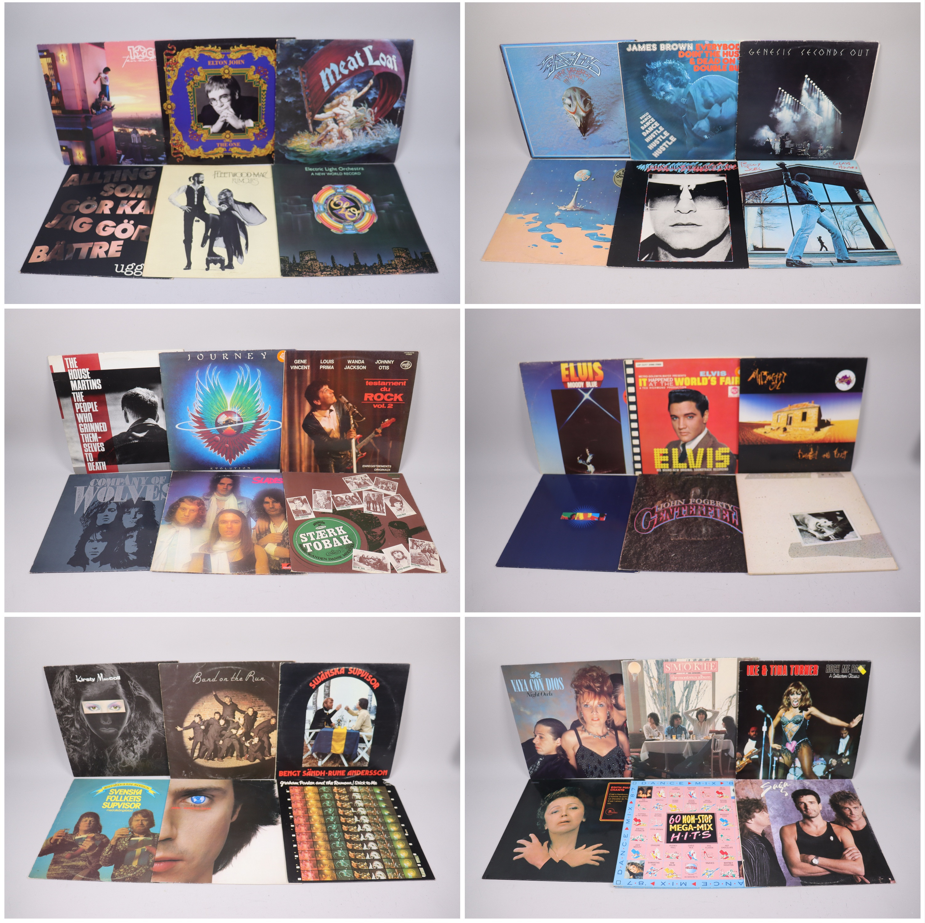 VINYL / LP-SKIVOR, 40 st, Journey, Fleetwood Mac, Slade, Elvis Presley, John Fogerty mm.
