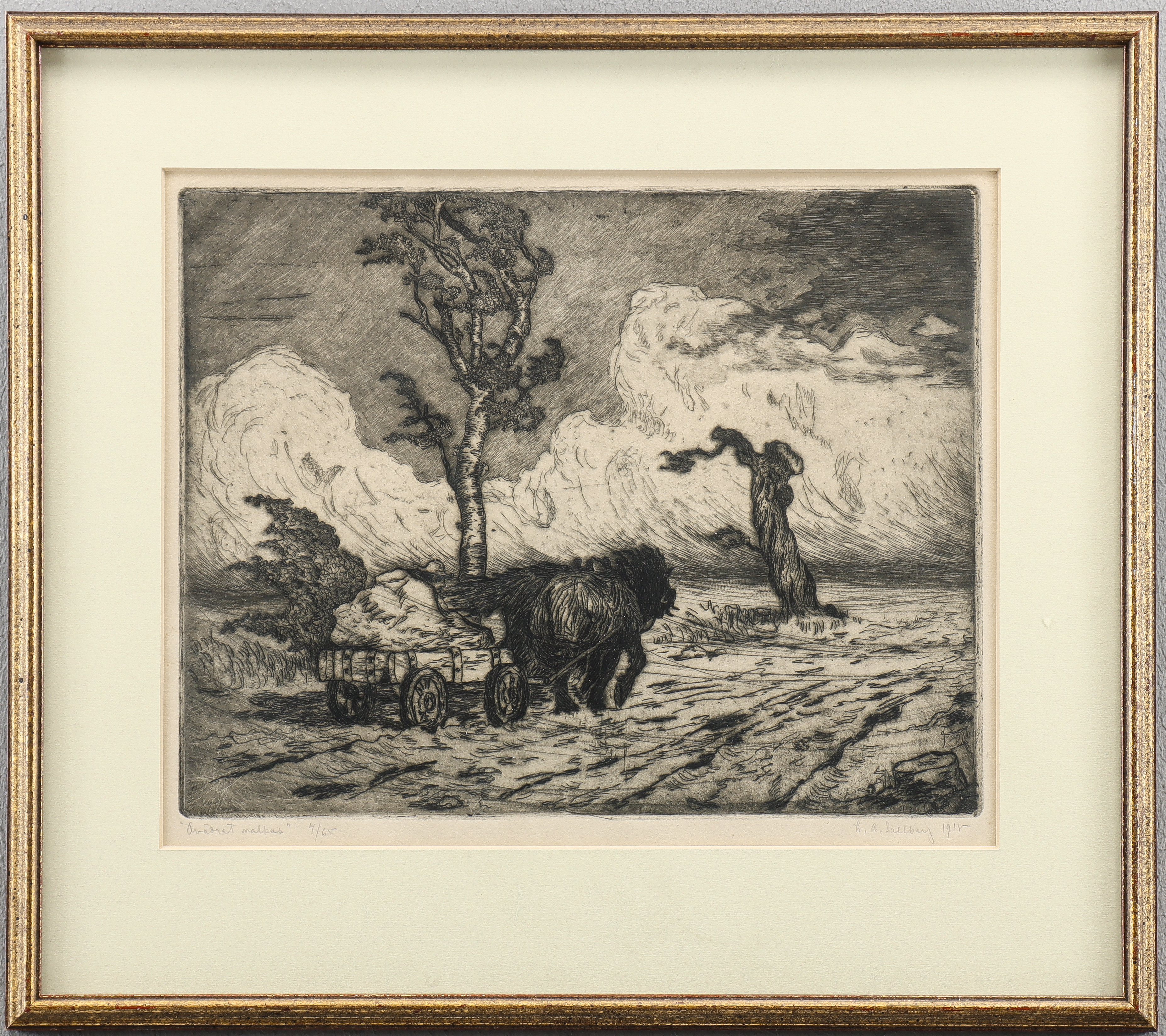 HARALD SALLBERG. Etsning 4/65, signerad 1915.