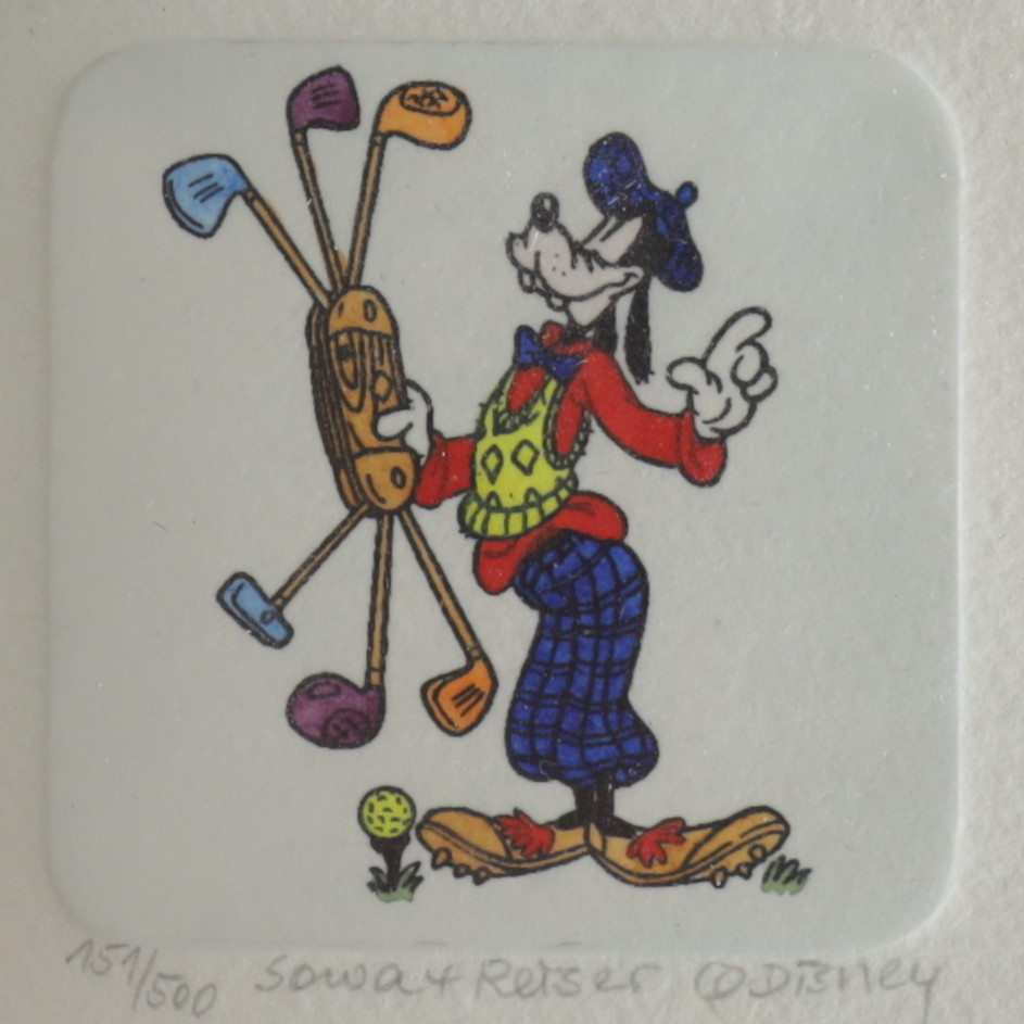 SOWA & REISER. Etsning, Långben, Walt Disney, 151/500, signerad.