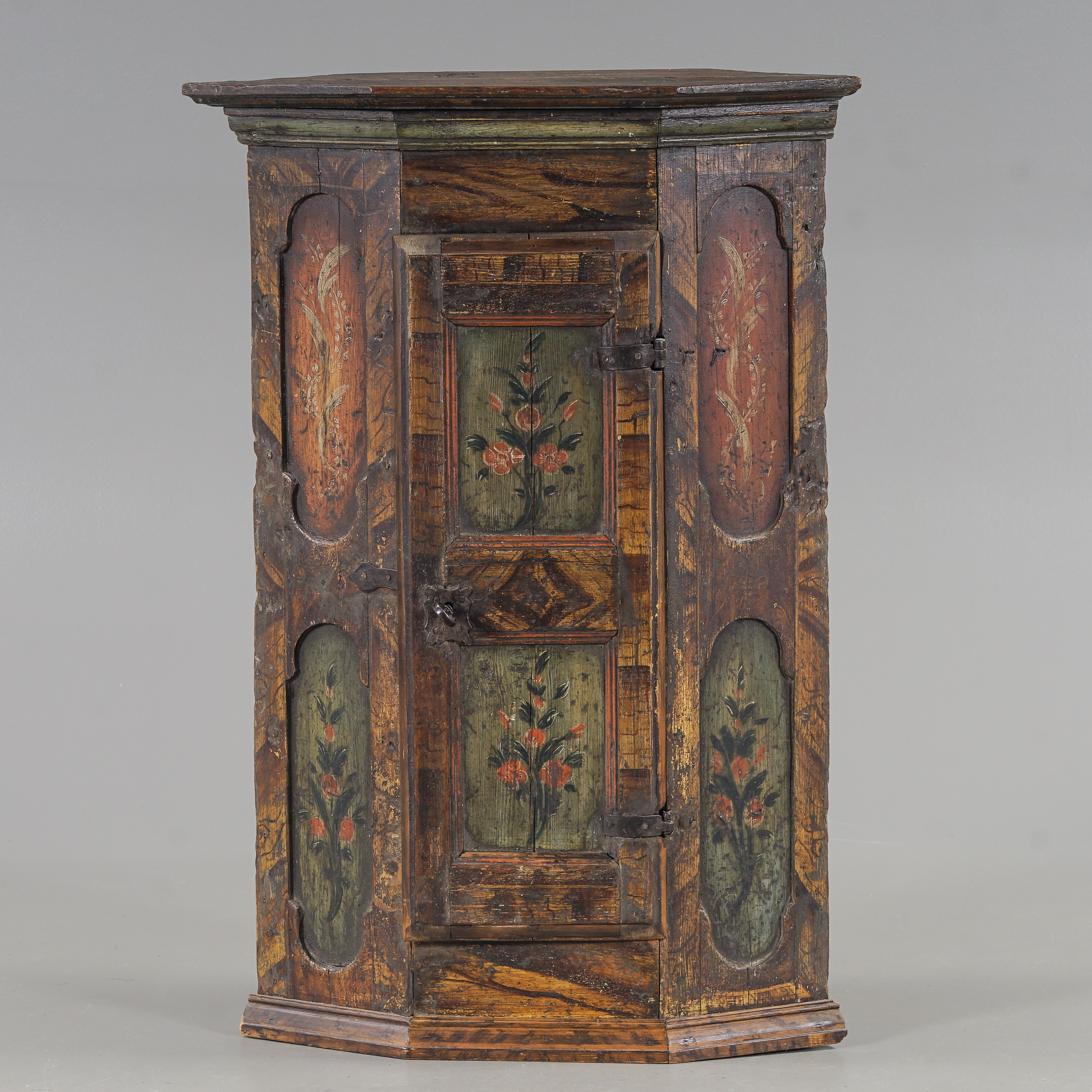 HÖRNSKÅP Allmoge, Originalmålning, daterat 1788.