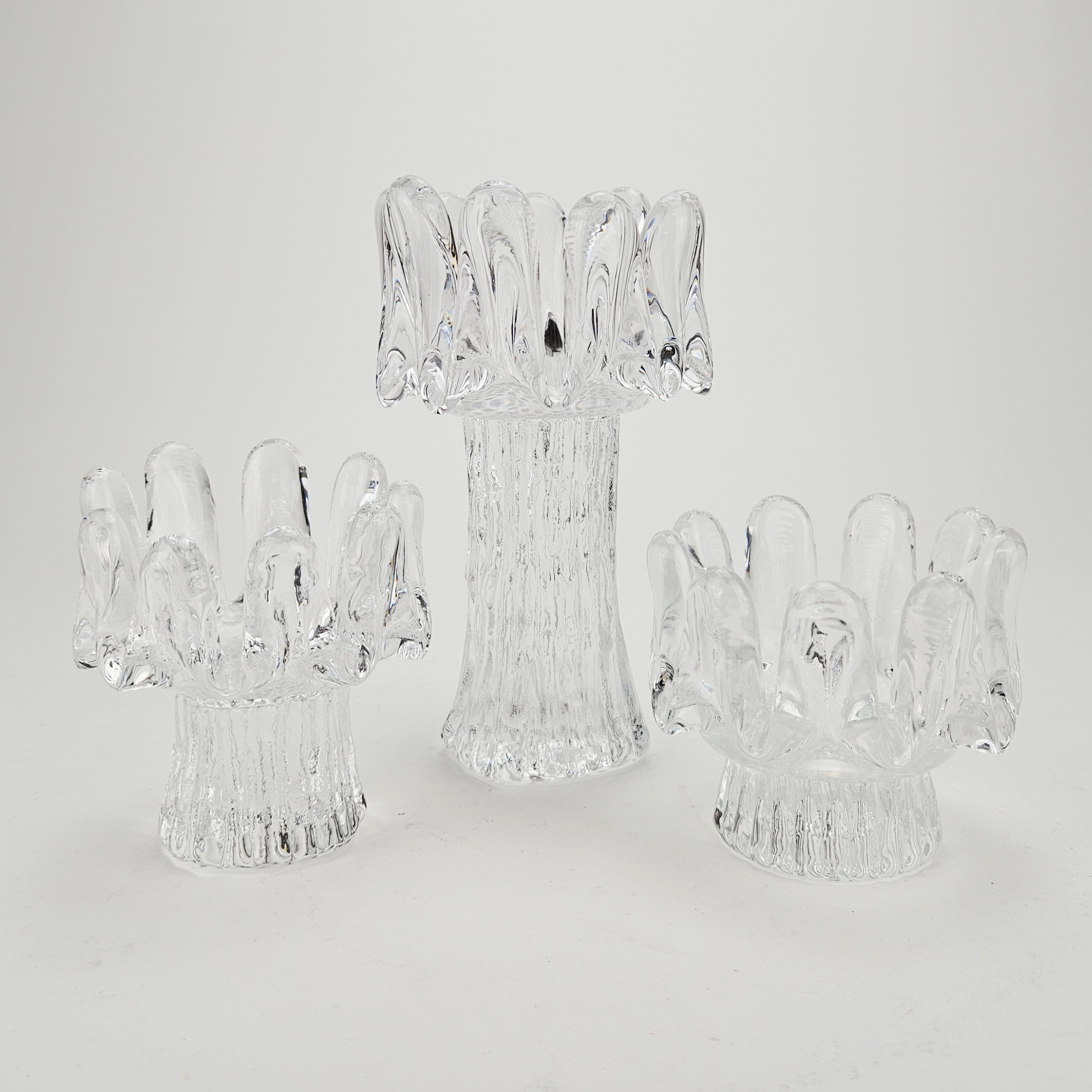 GÖRAN WÄRFF. Ljuslyktor, 3 st, glas, "Solros", Kosta.