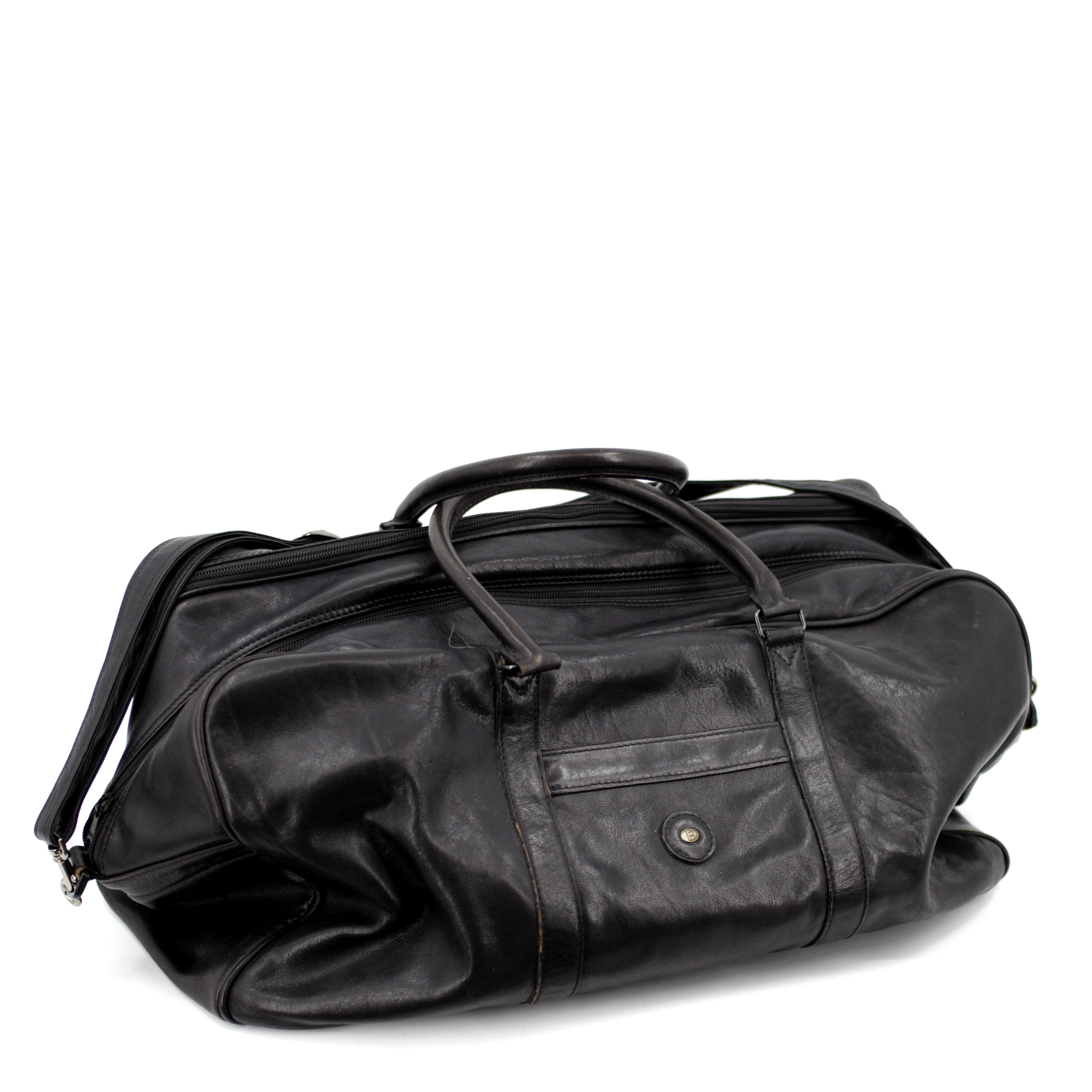 WEEKENDBAG, svart skinn, Baron, 1980/90-tal.