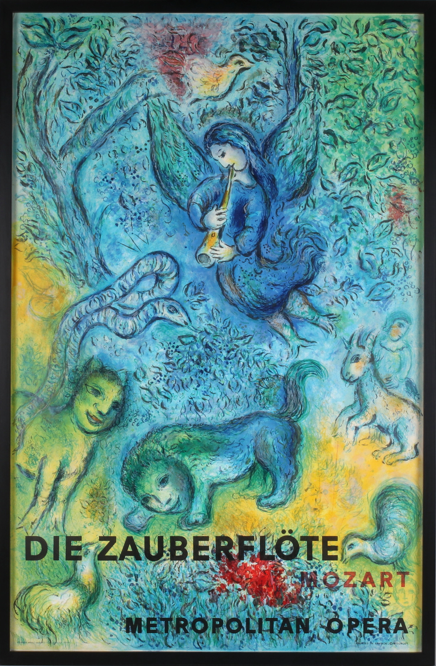 MARC CHAGALL. EFTER. Affisch, "Die Zauberflöte, Mozart, Metropolitan Opera".
