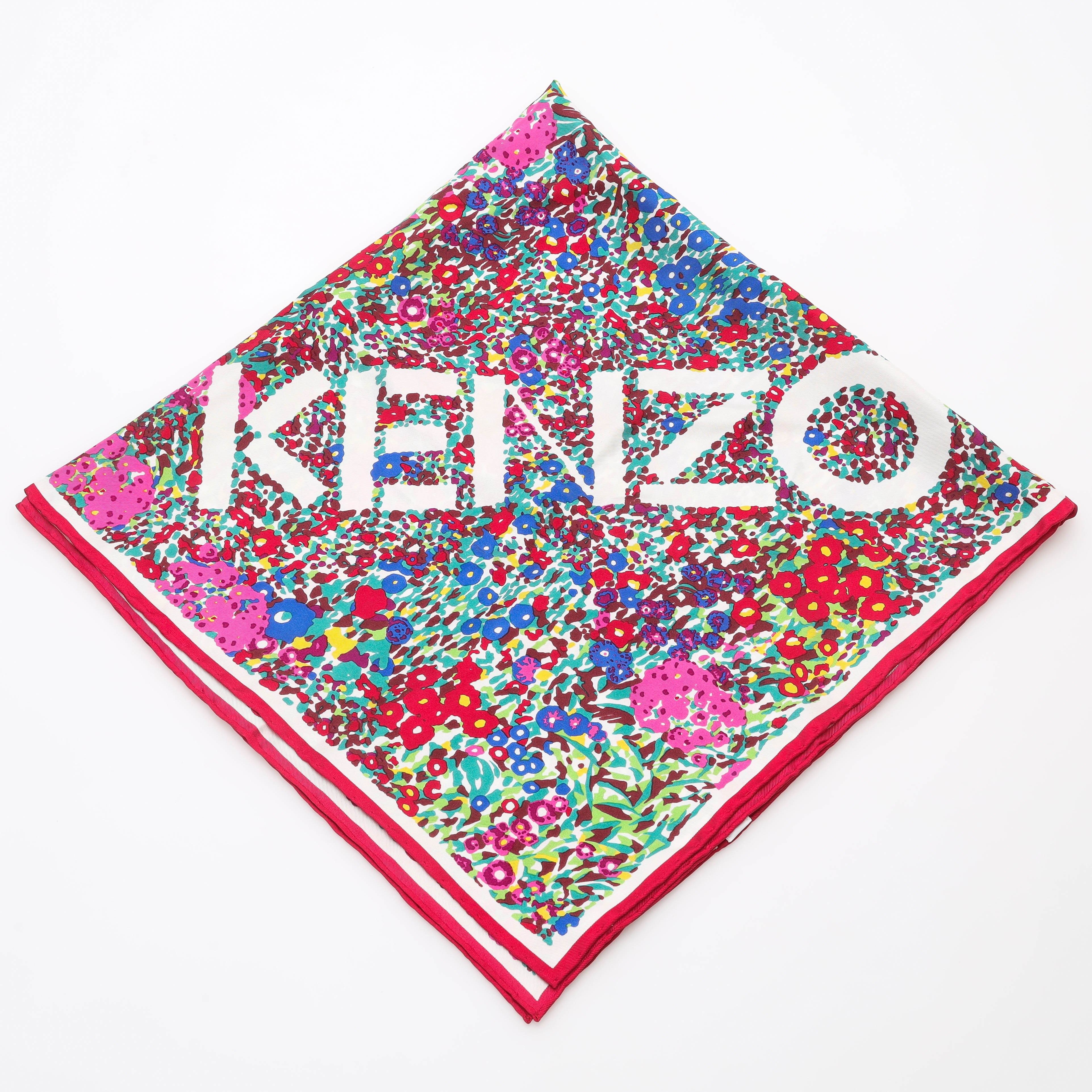 KENZO. Scarf, siden, floral dekor.