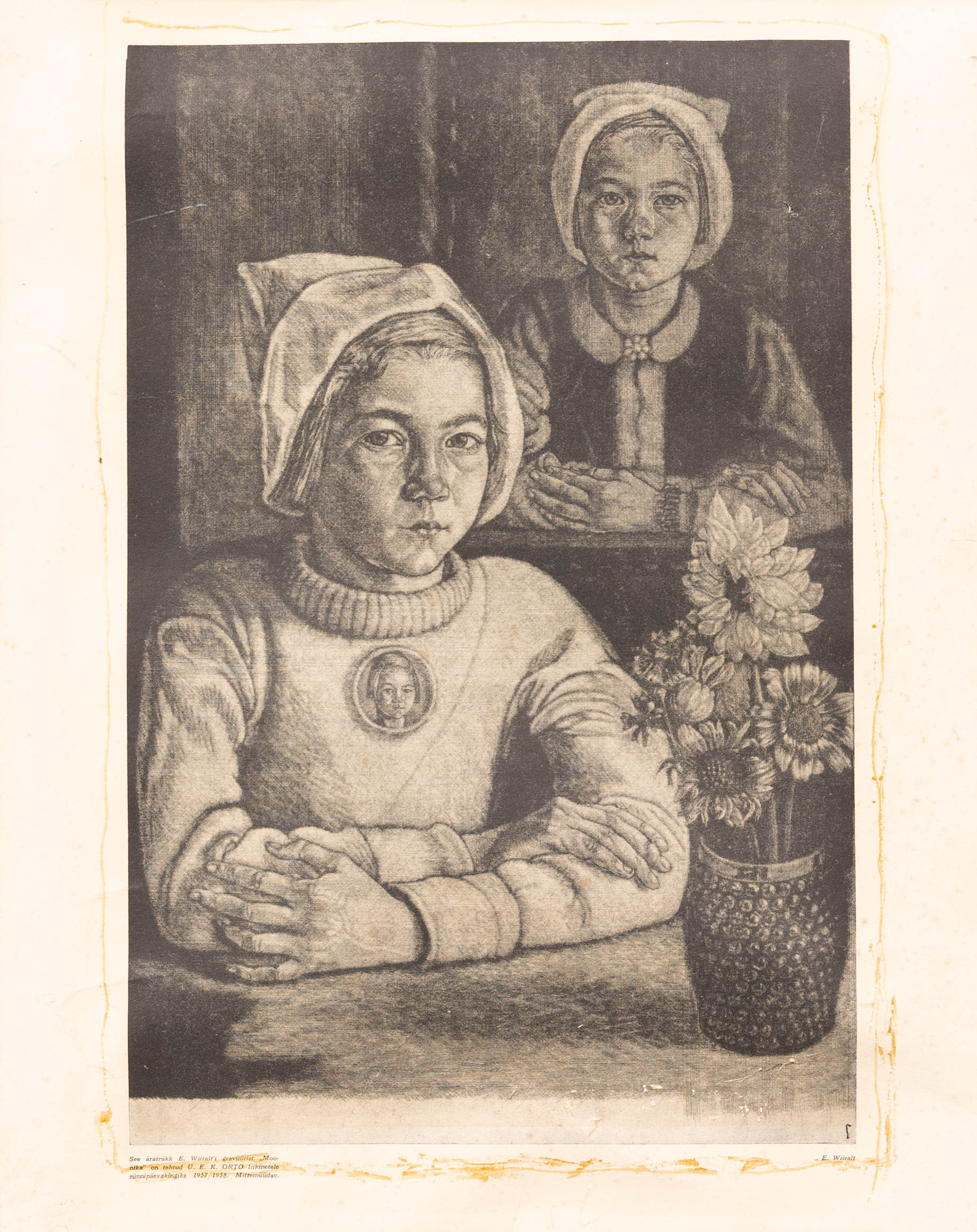 EDUARD WIIRALT. "Monika", offsettryck, signerad i tryck.