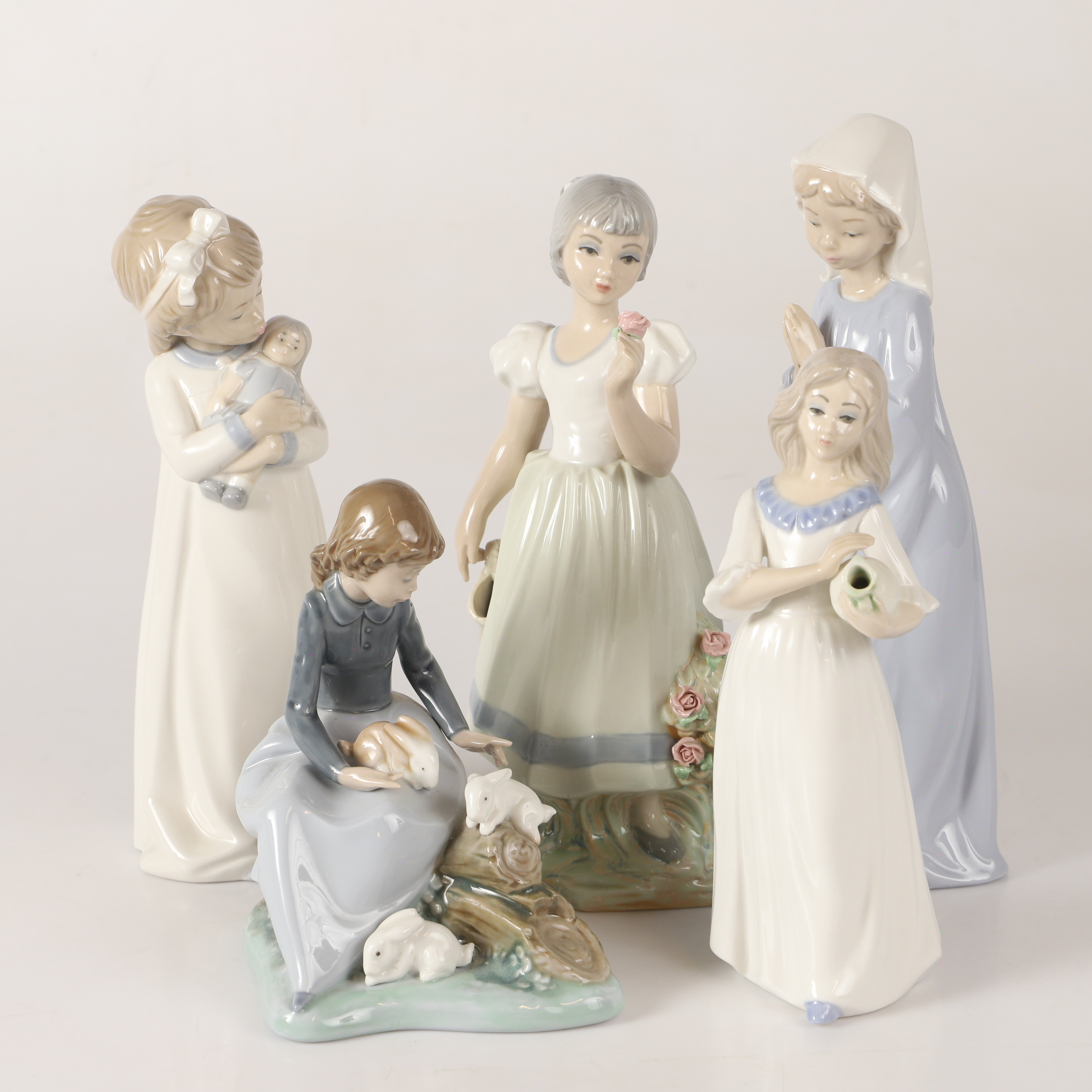 FIGURINER, 5 stycken, porslin, bl a Nao och Tengra, Spanien.