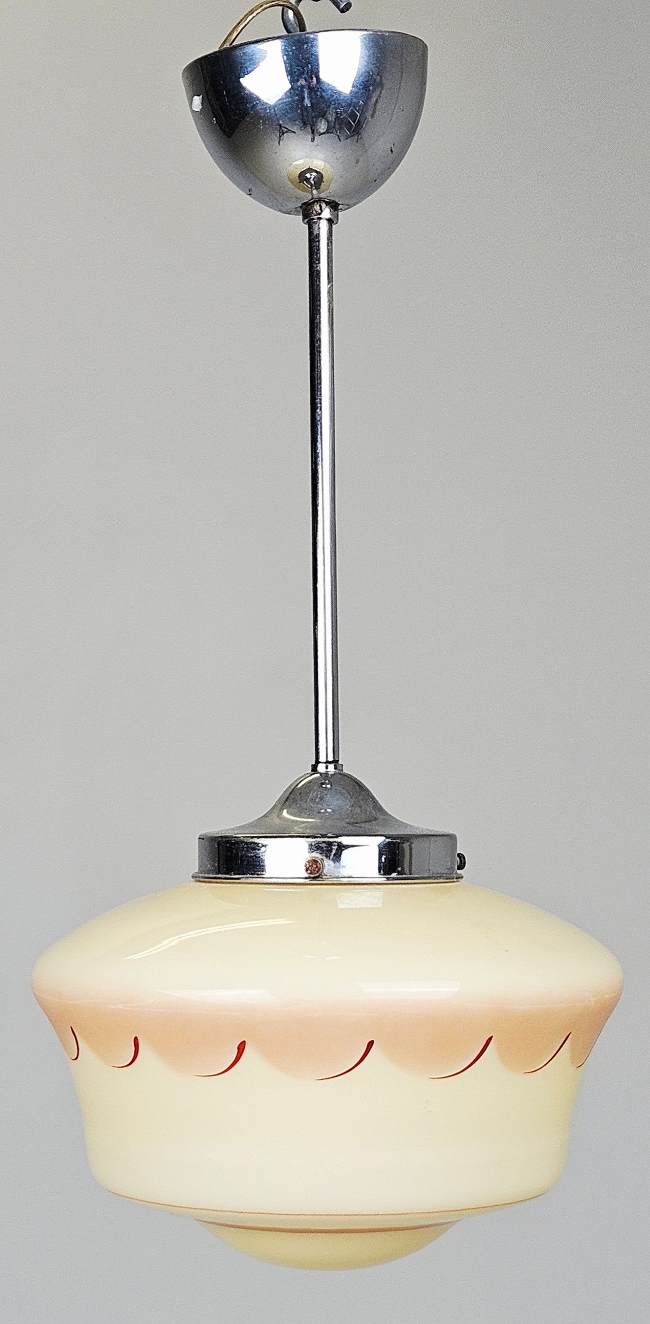 TAKLAMPA, glas och kromad metall, 1930/40-tal, höjd ca. 50 cm.