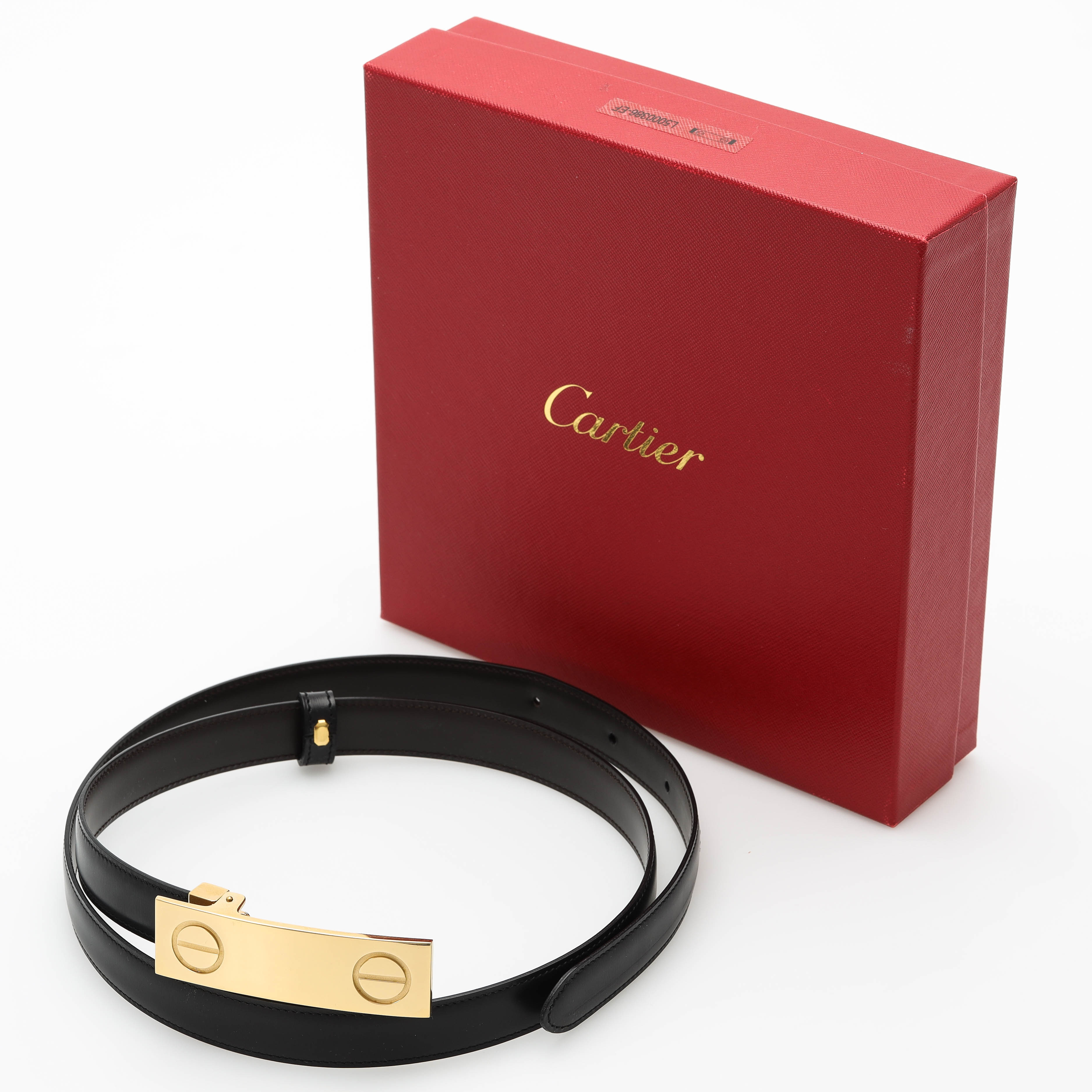 CARTIER. Bälte/skärp, läder, "Love", med originalbox & certifikat, Frankrike.
