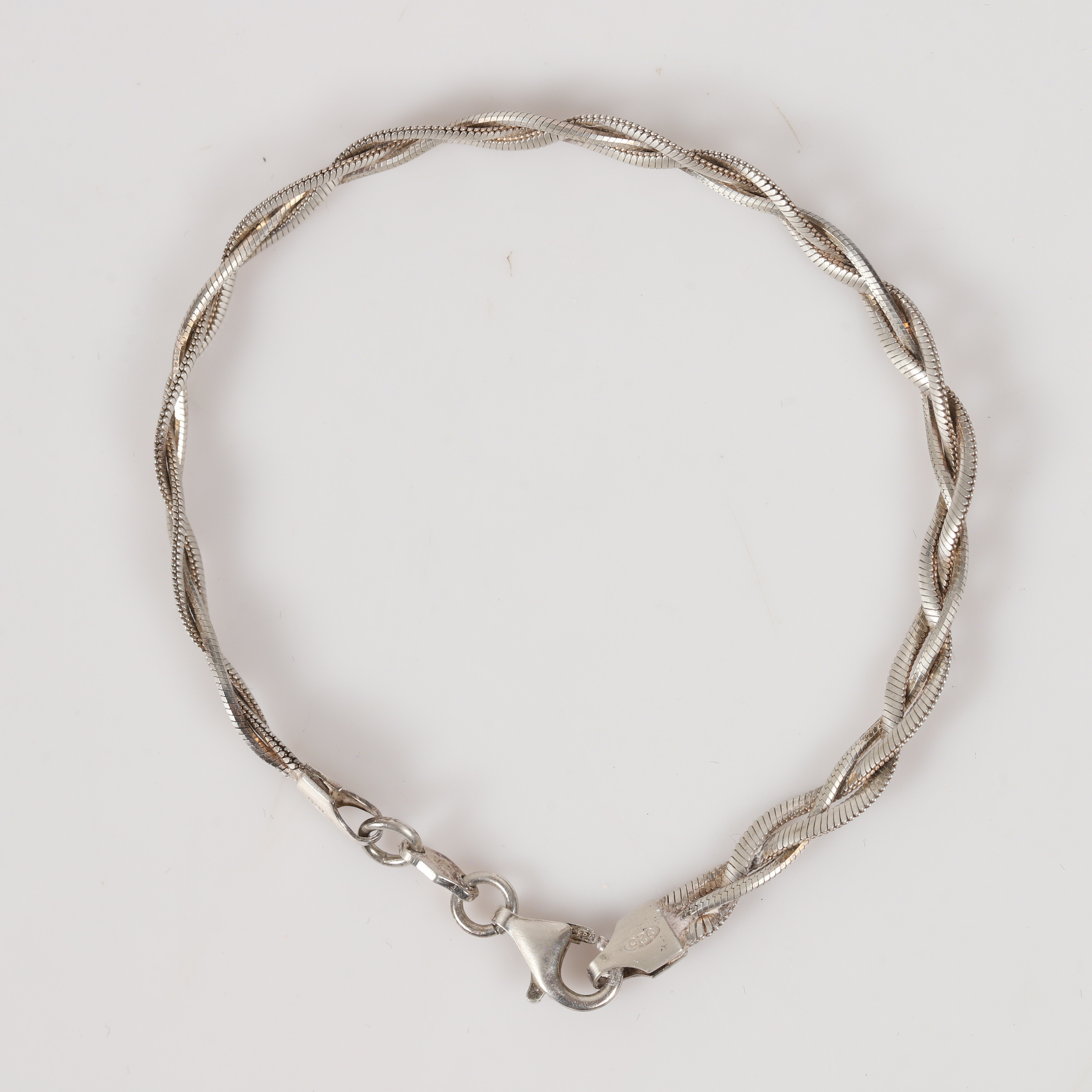 ARMBAND, flätad länk, sterlingsilver.