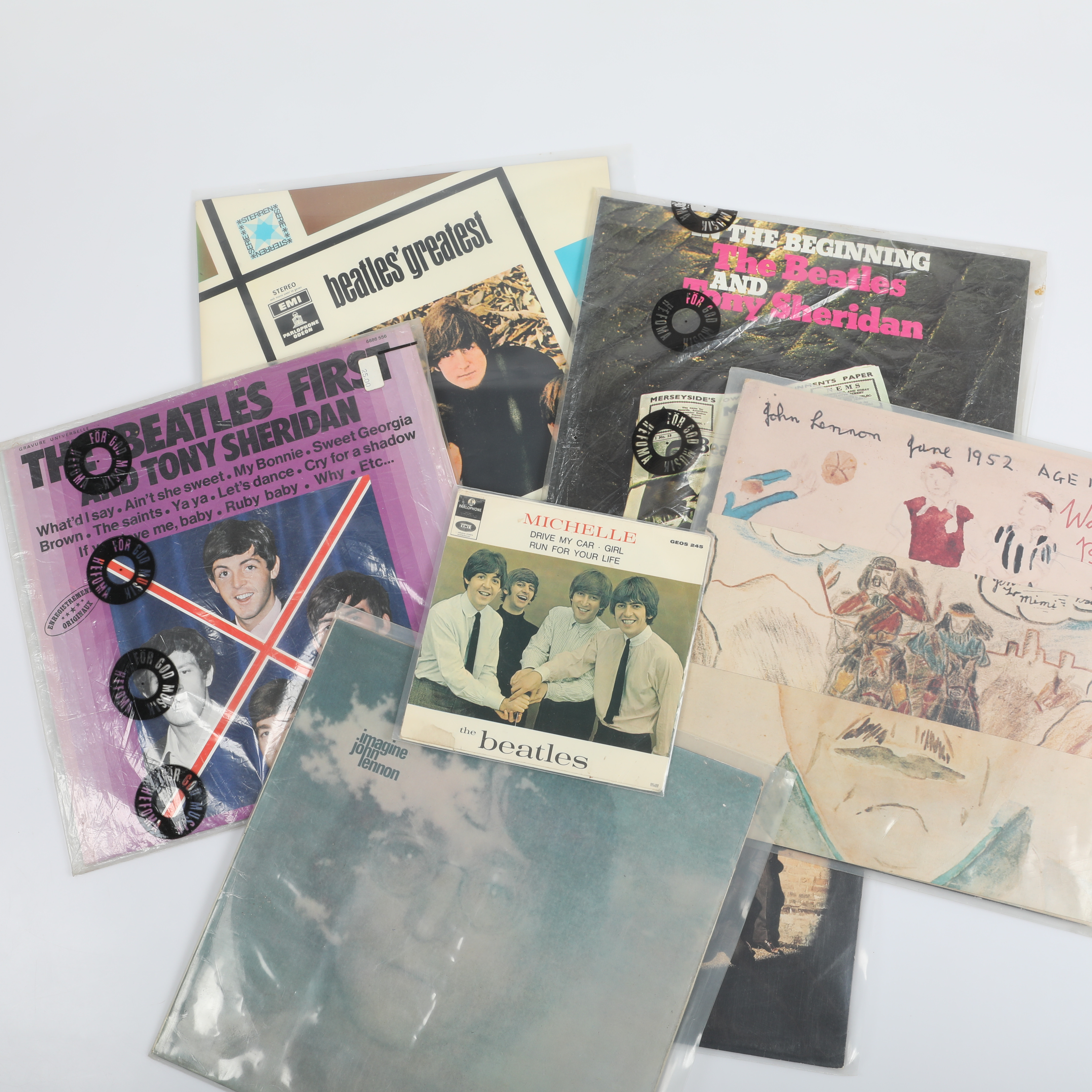 LP-SKIVOR, 7 stycken, bl a Beatles och John Lennon.