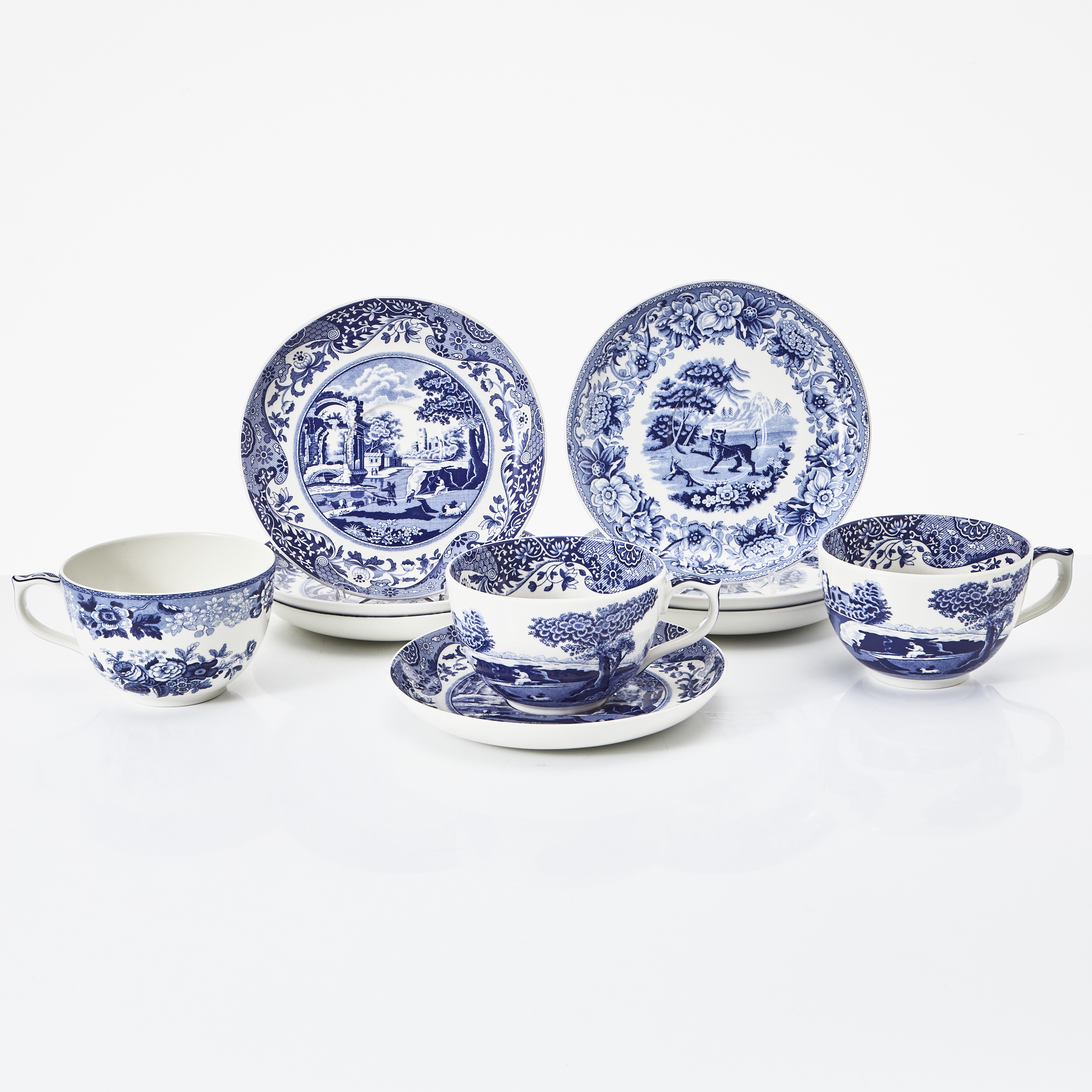 SPODE, England, frukostkoppar 12 stycken "Italian" och "Blue room collection".