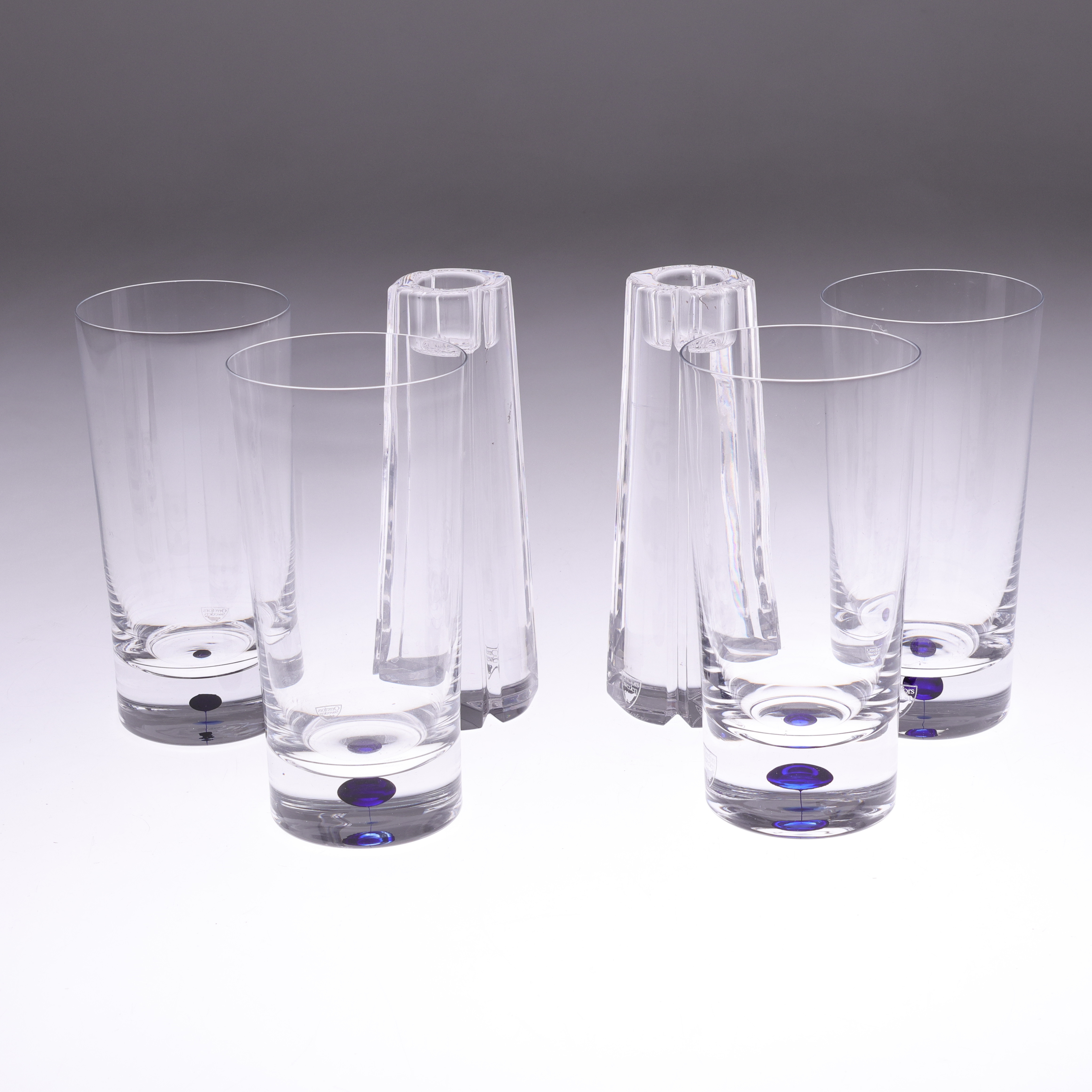 GLAS amt LJUSSTAKAR, sex delar, Orrefors.