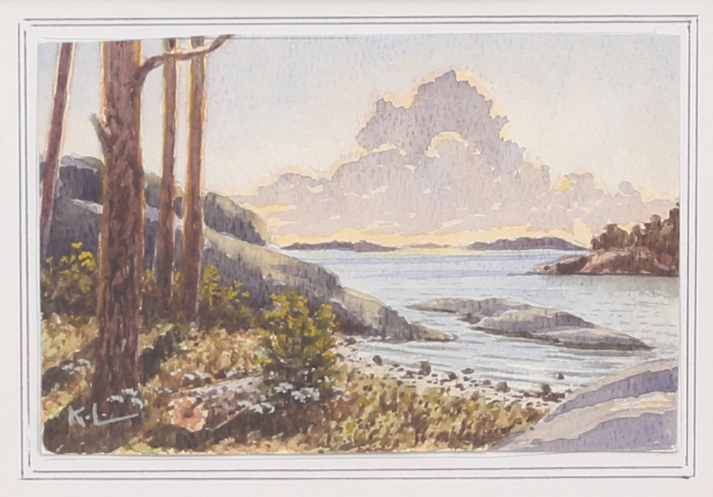 K. LINDROTH Akvarell, skärgårdsmotiv, signerad.