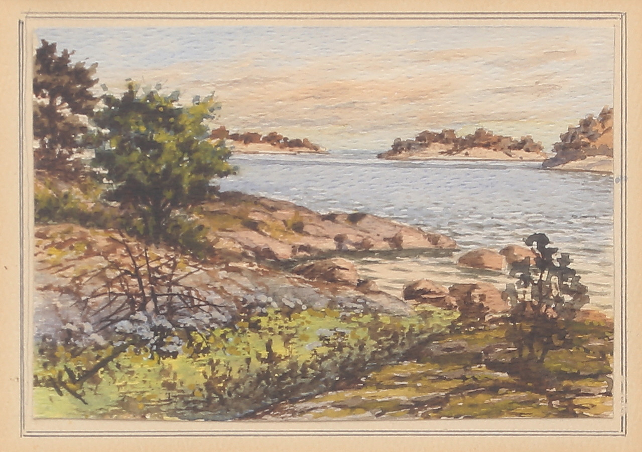 K. LINDROTH Akvarell, skärgårdsmotiv, signerad.