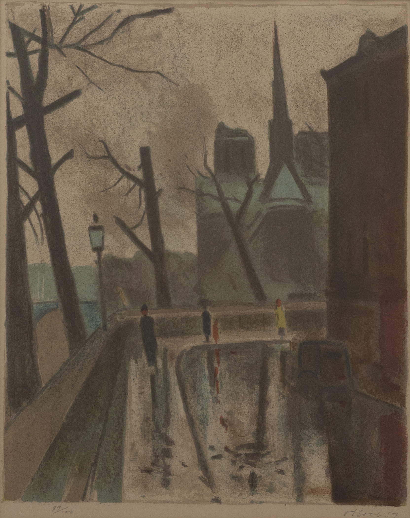 OVE OLSON. Motiv från Paris, litografi nr 89/100, signerad.