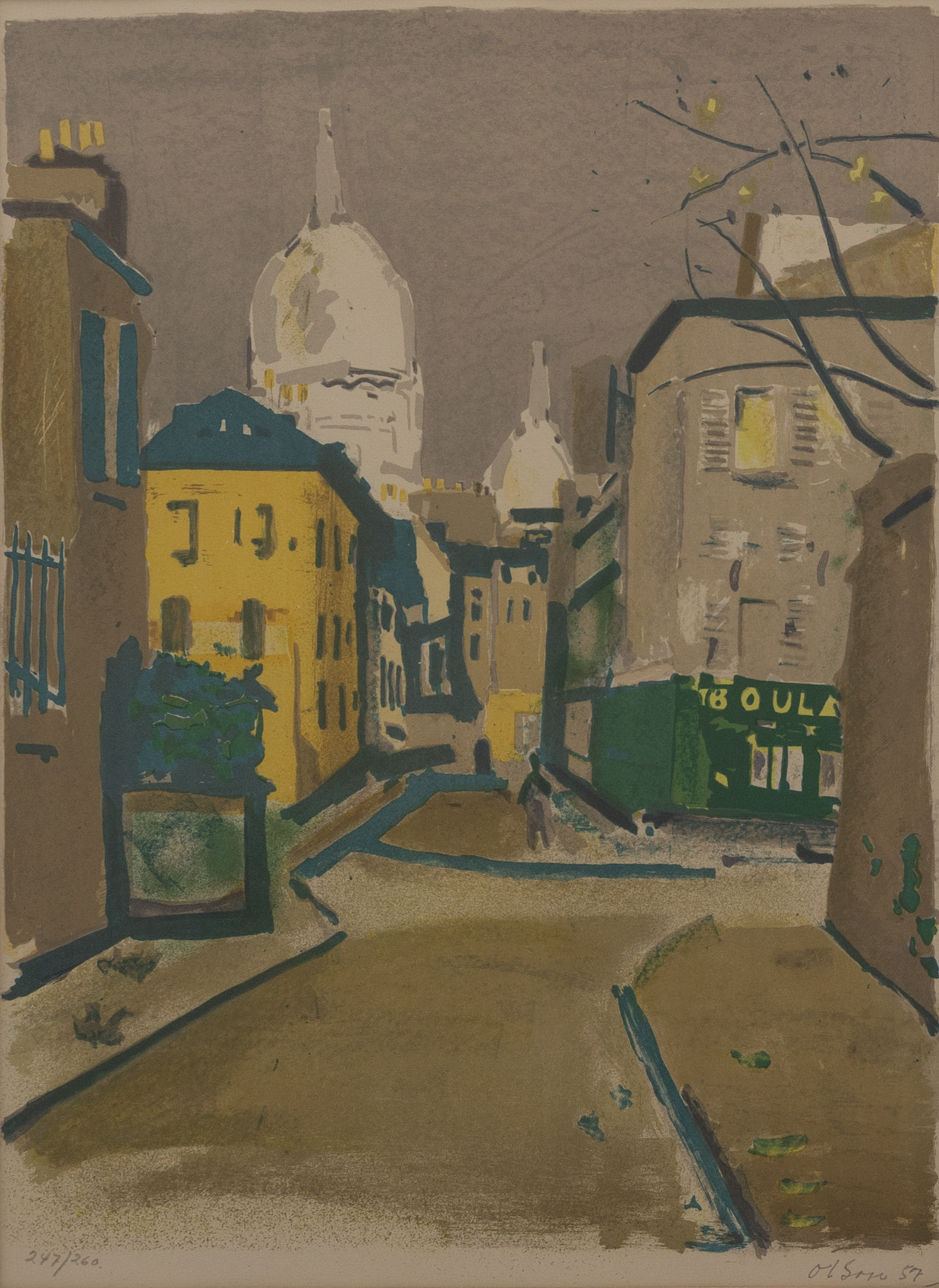 OVE OLSON. Motiv från Paris, litografi nr 247/260, signerad och daterad 57.