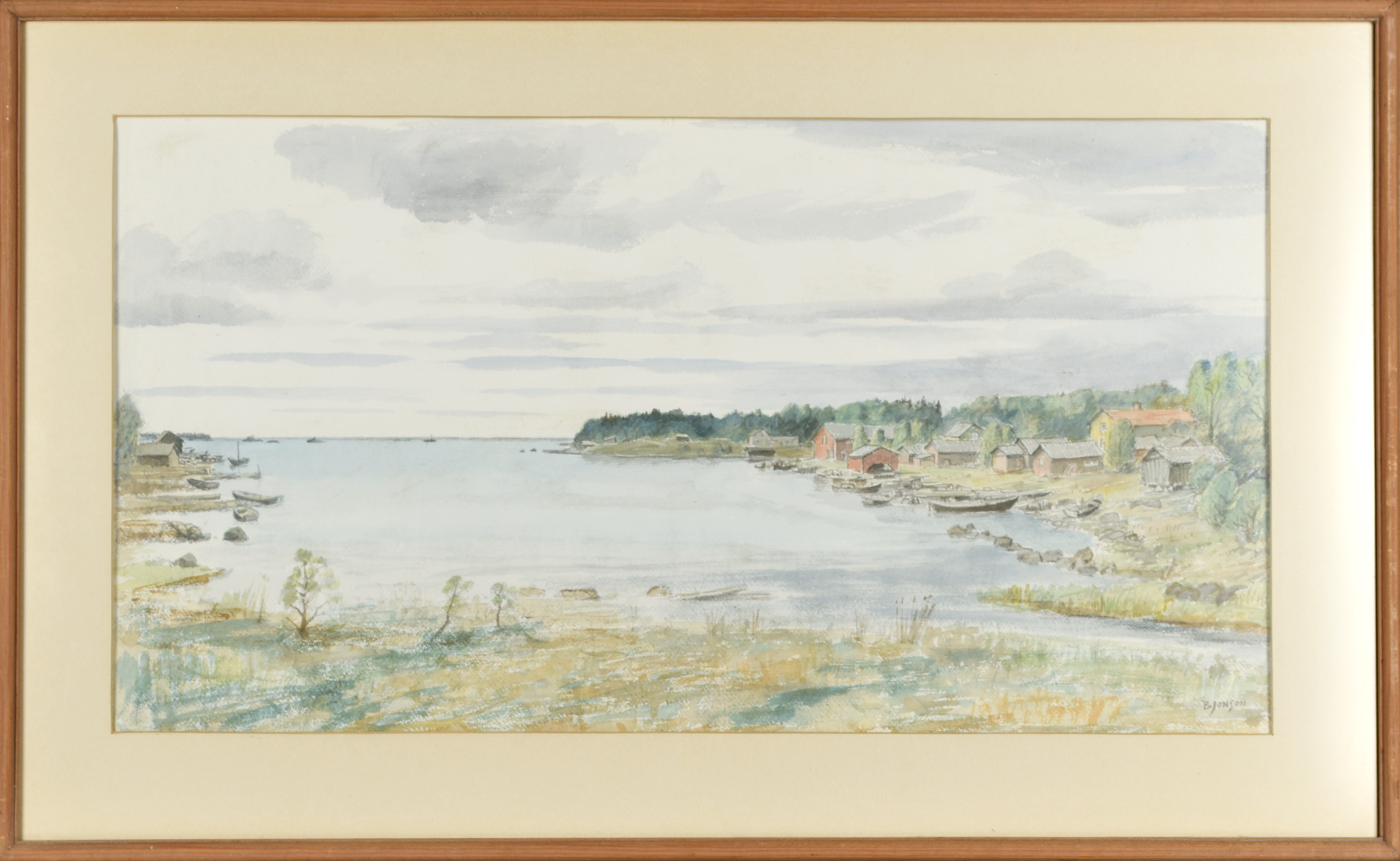 BROR JONSON. Akvarell på papper, signerad, Skärgårdsmotiv.