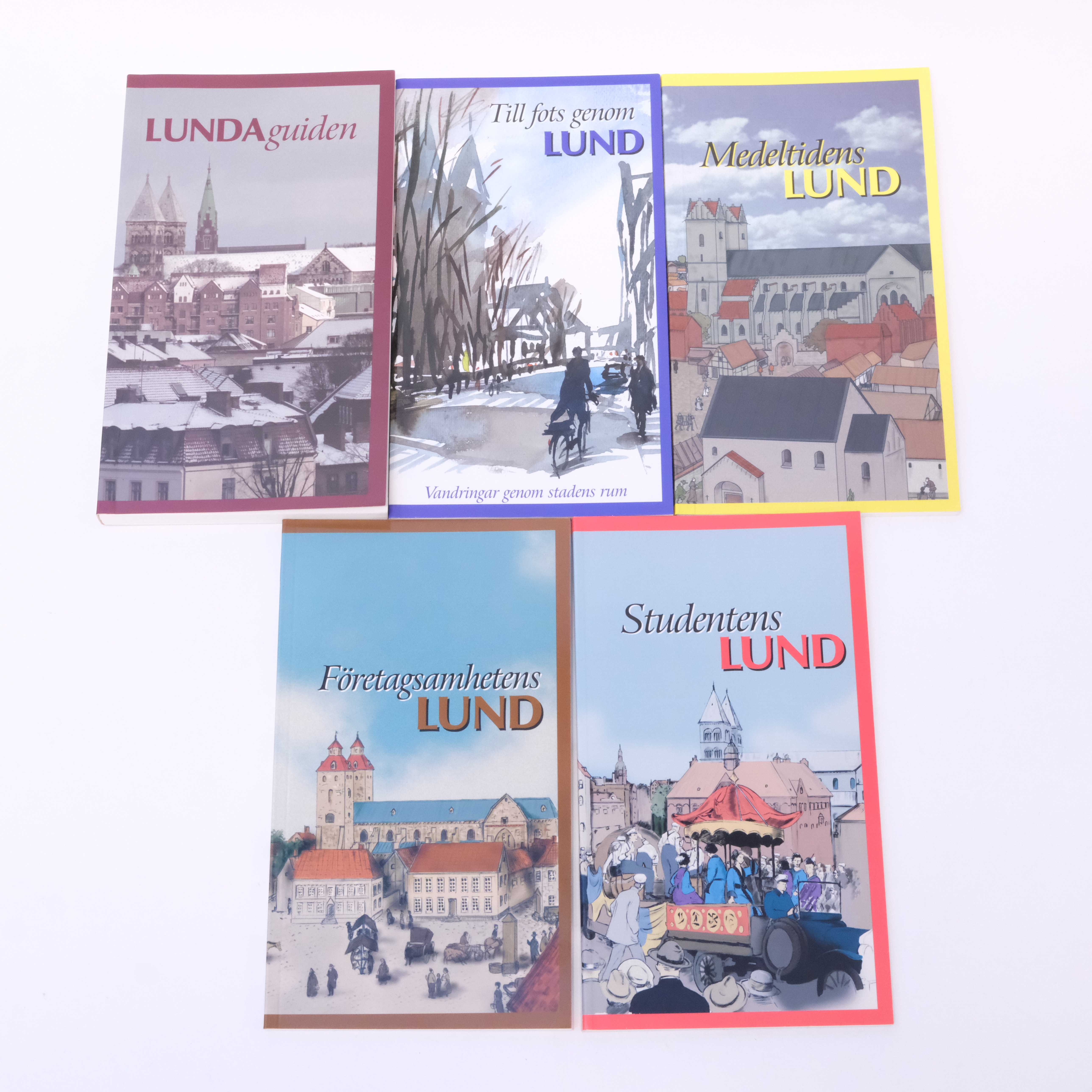 FEM BOKVERK OM LUND, SIGNERAD K. ARNE BLOM.