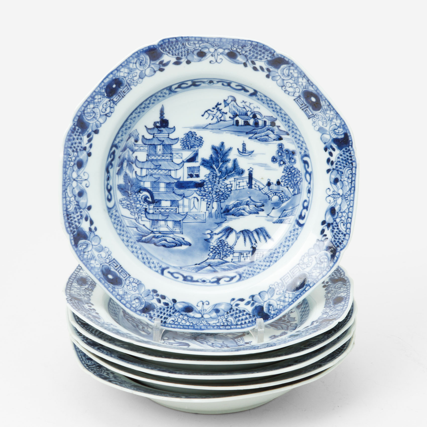 DJUPA TALLRIKAR, 6 st, porslin, Kina 1700-tal.