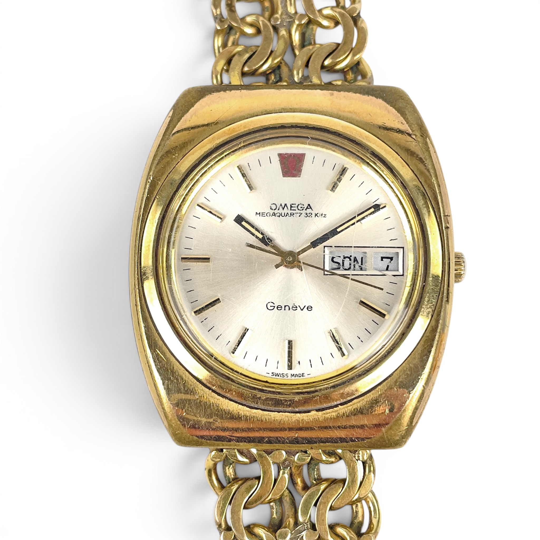 ARMBANDSUR, Omega, Megaquartz 32 KHz, Genéve, förgyllt stål.