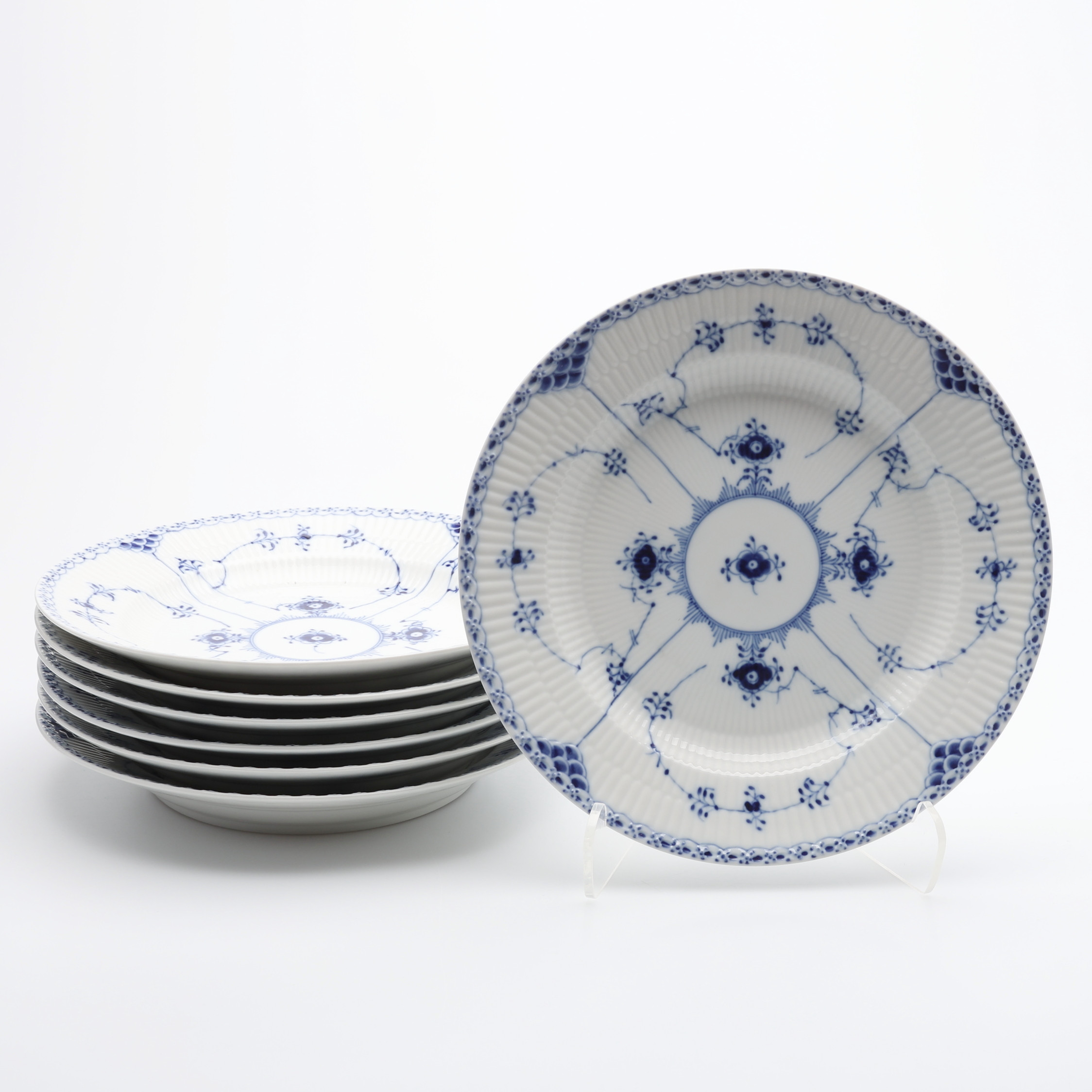 TALLRIKAR, SJU STYCKEN, MUSSELMALET, ROYAL COPENHAGEN.