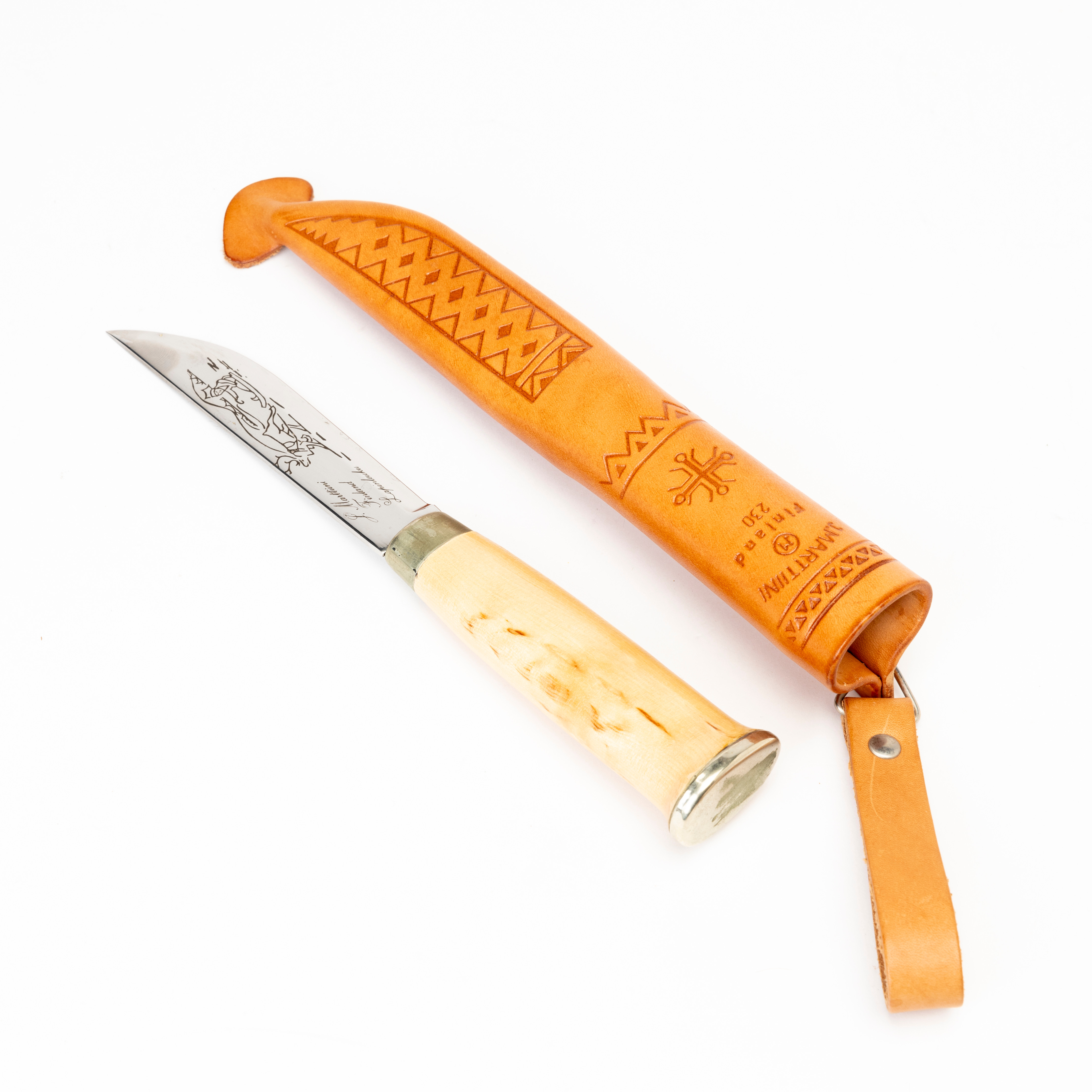 KNIV, trä och läder, J Marttiini Lappkniv 230, Finland.