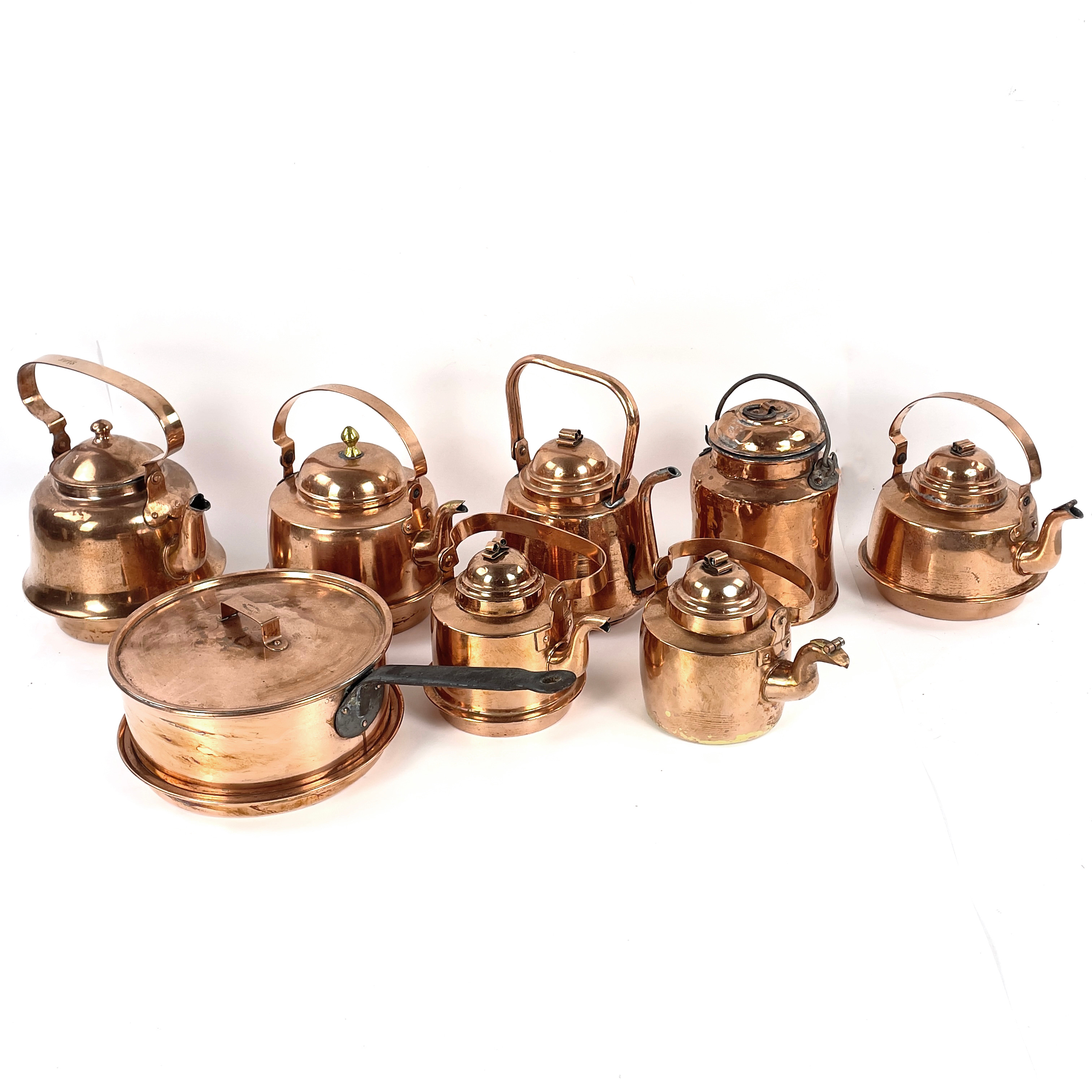 PARTI KOPPARFÖREMÅL, 8 delar, bl.a. Skultuna, 1800/1900-tal.