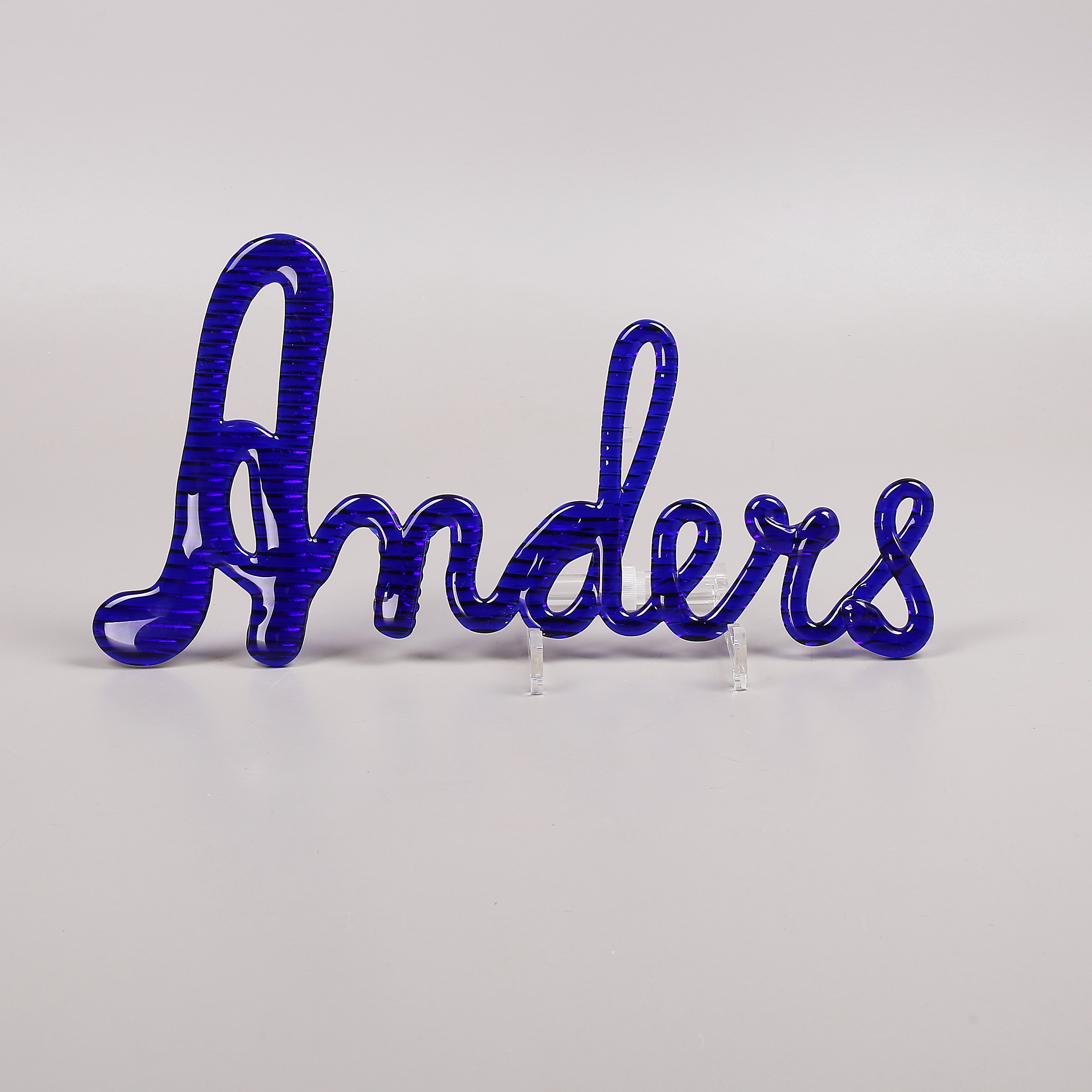 ANDERS, namnskylt i glas, Bergdala, 1970-tal.