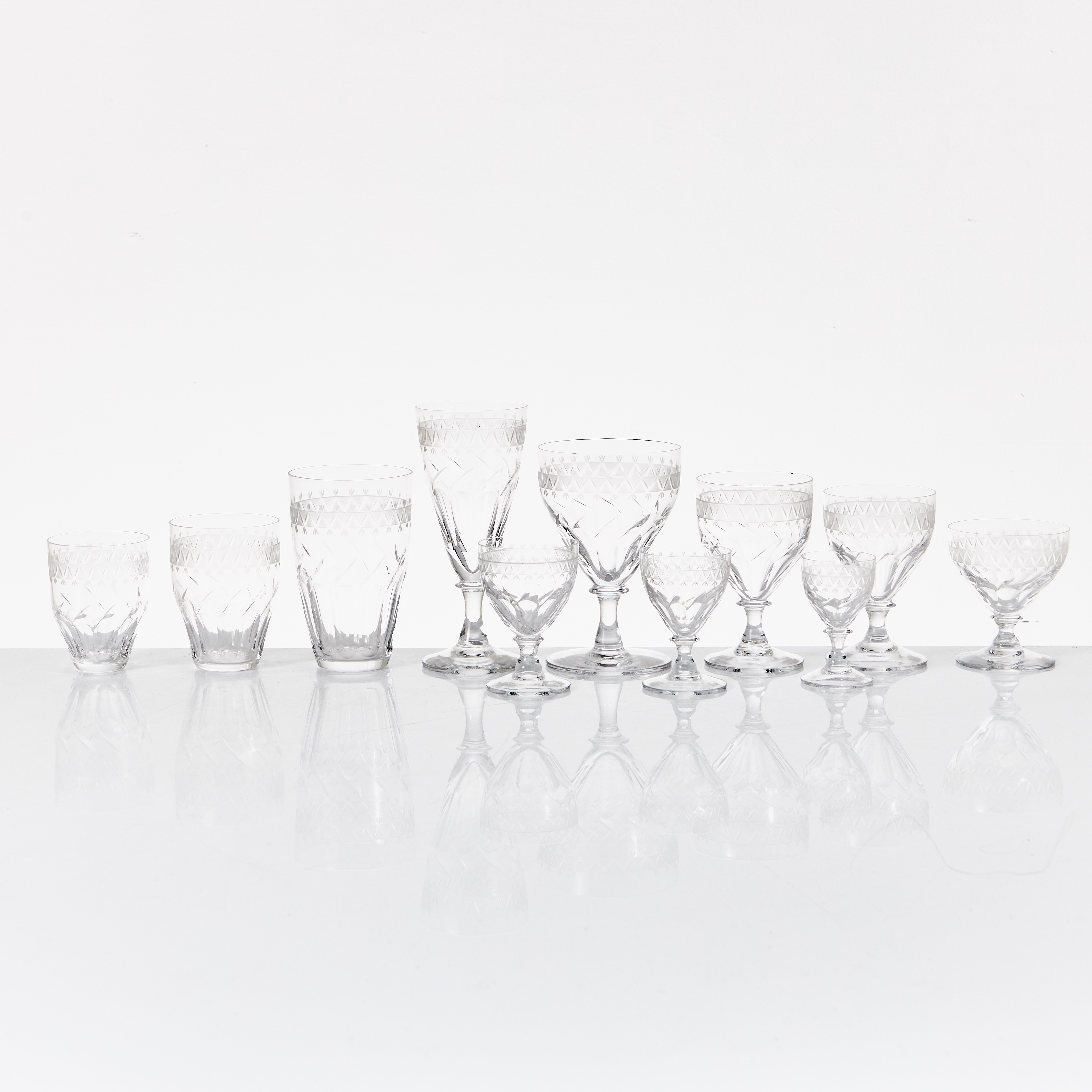 GLASSERVIS, 144 delar, begränsad tillverkning för Riihimäki Glasbruk, Finland, 1950/60-tal.