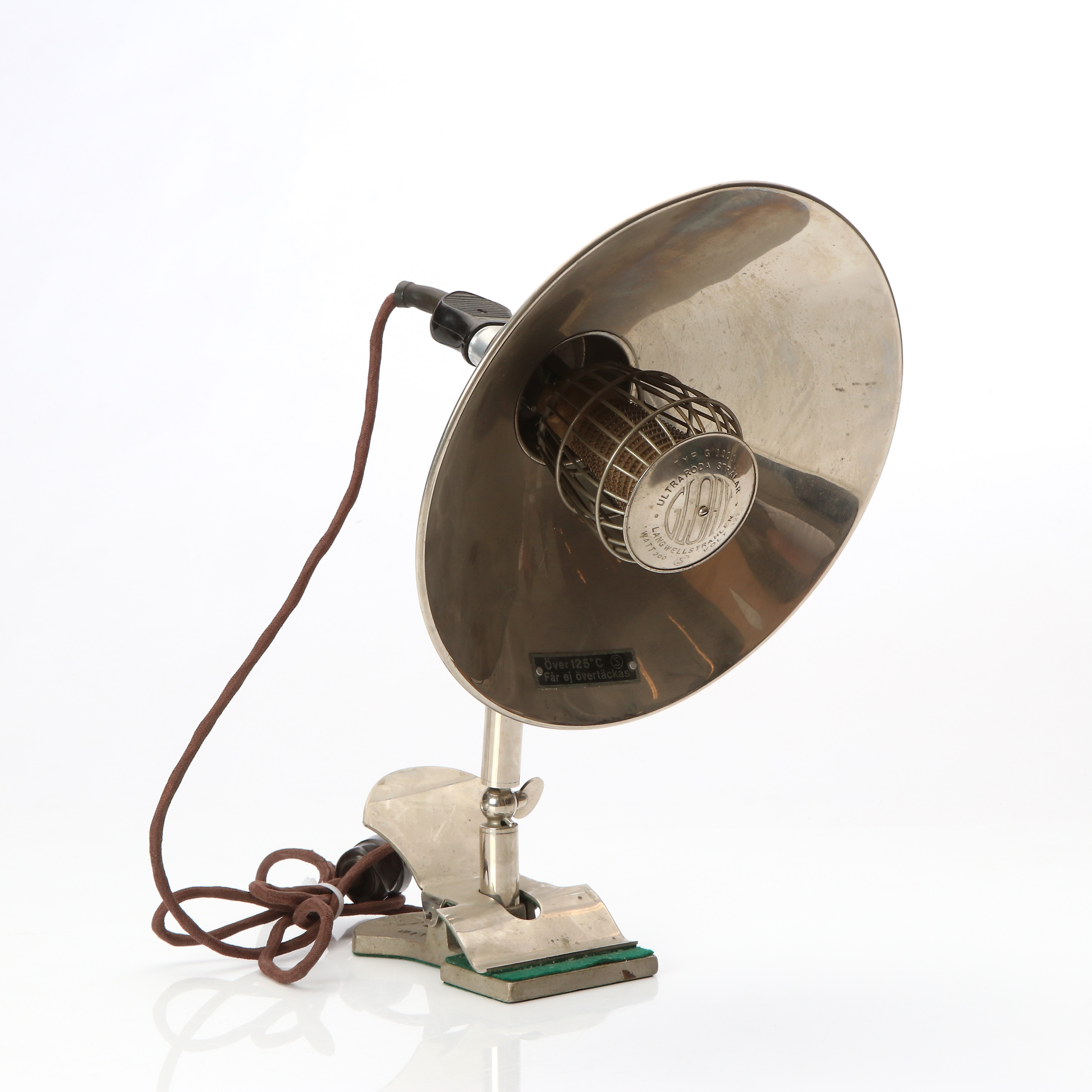 GLORY, VÄRMELAMPA/SOLLAMPA. Förnicklad metall. 1900-talets mitt.