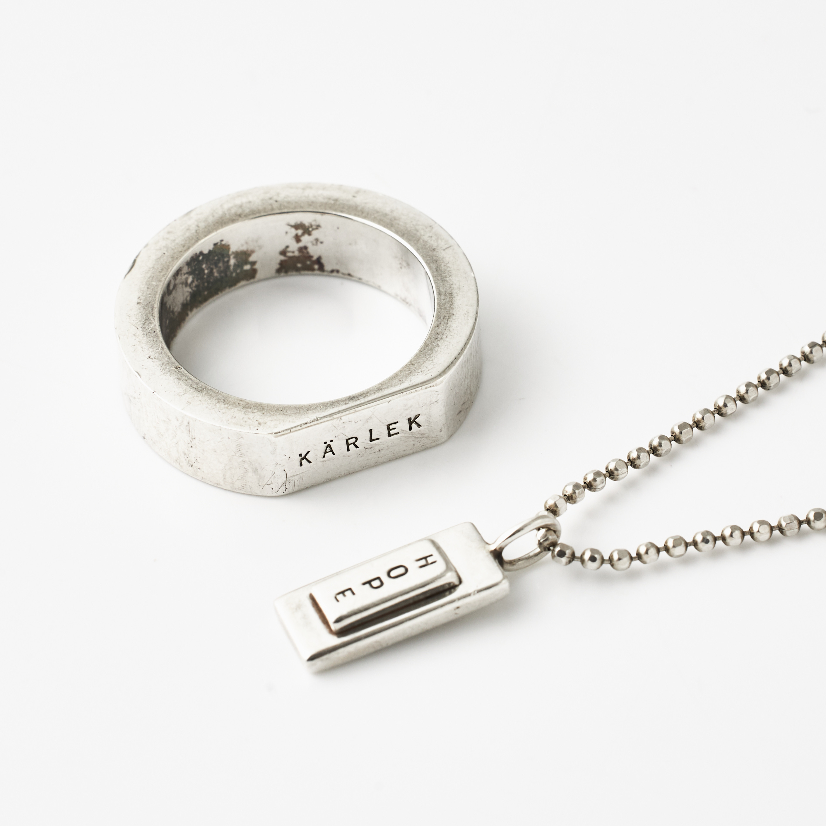 EFVA ATTLING, Halsband, "Hope", Ring, "Kärlek", sterlingsilver.